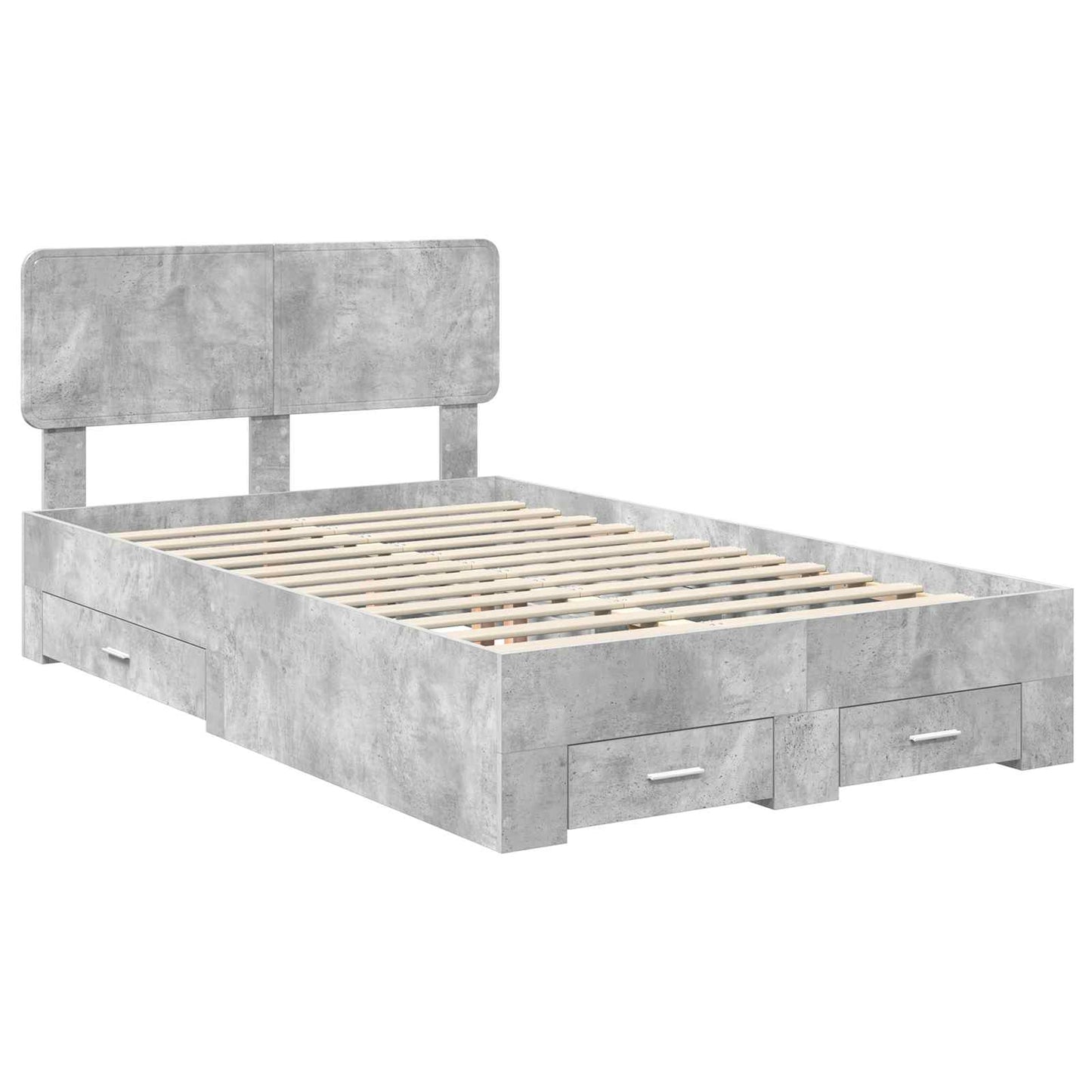 Sengestamme med skuff Betonggrå 135 x 190 cm Konstruert tre