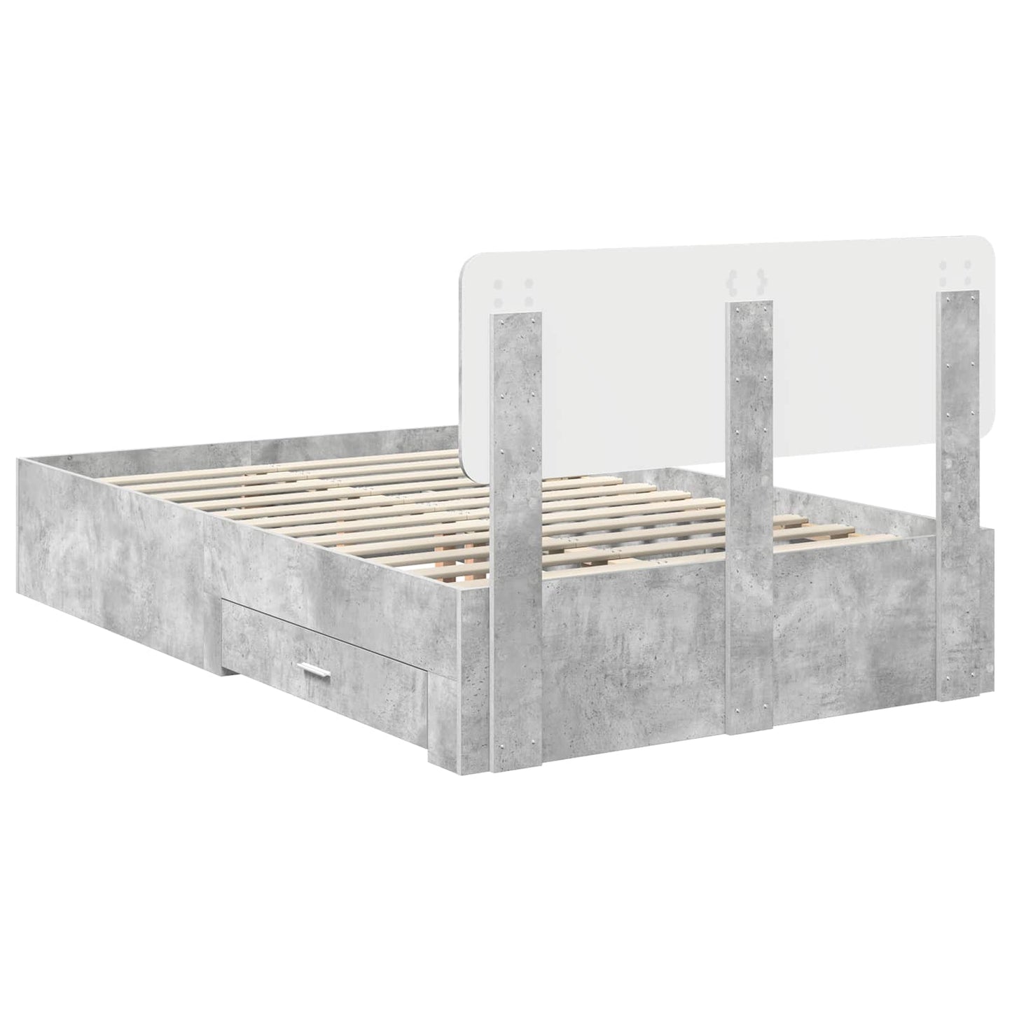 Sengestamme med skuff Betonggrå 135 x 190 cm Konstruert tre