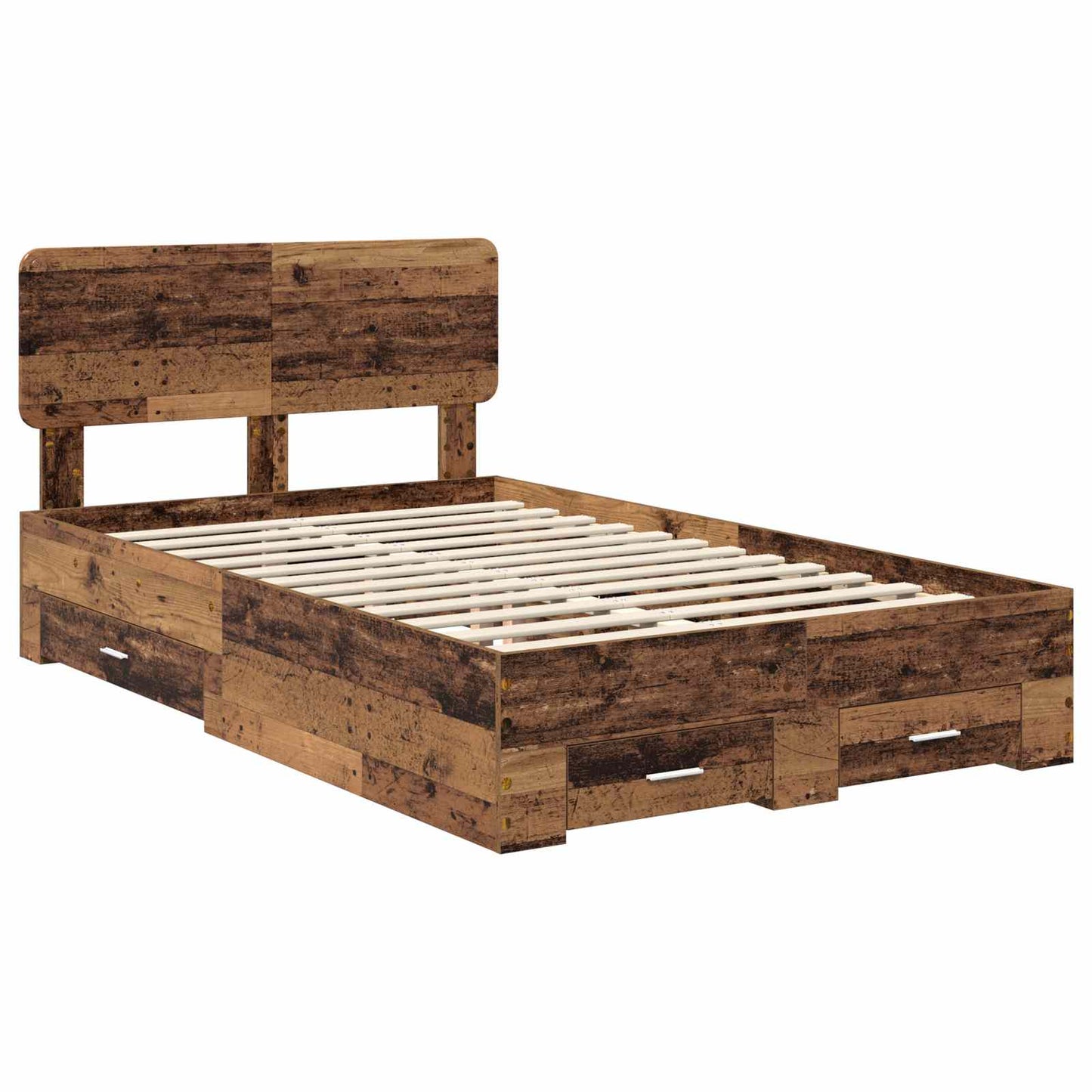 Sengestamme med skuff Gammelt tre 120 x 190 cm Konstruert tre
