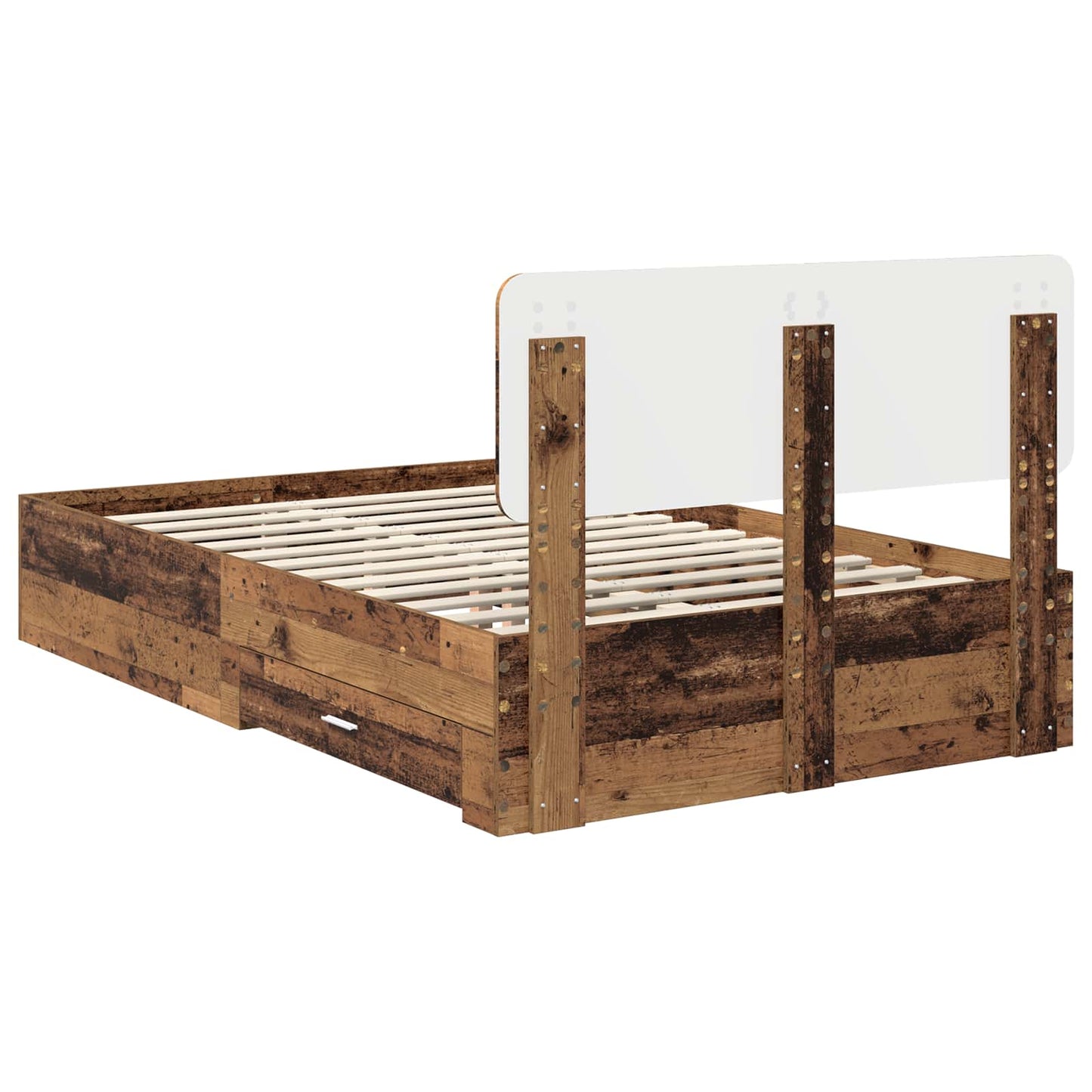 Sengestamme med skuff Gammelt tre 120 x 190 cm Konstruert tre