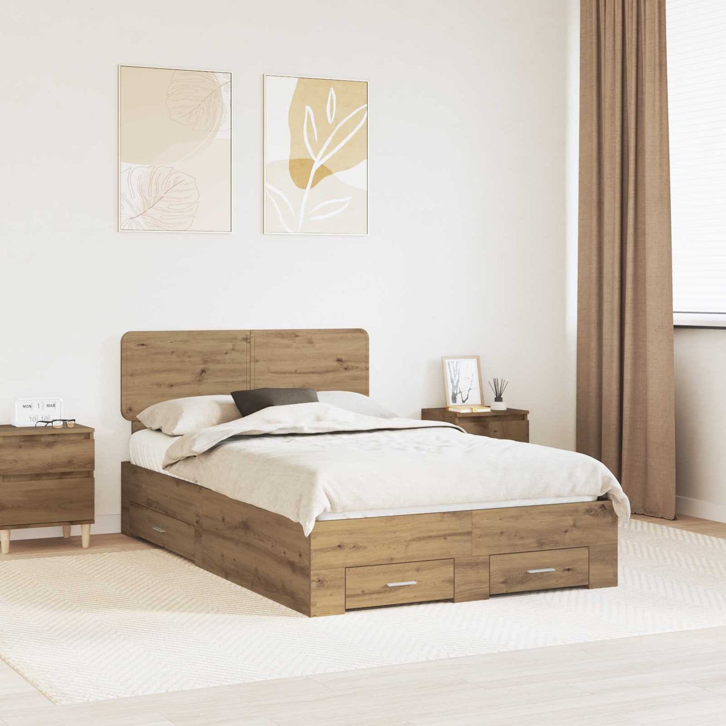 Sengestamme med skuff Artisan Eik 120 x 190 cm Konstruert tre