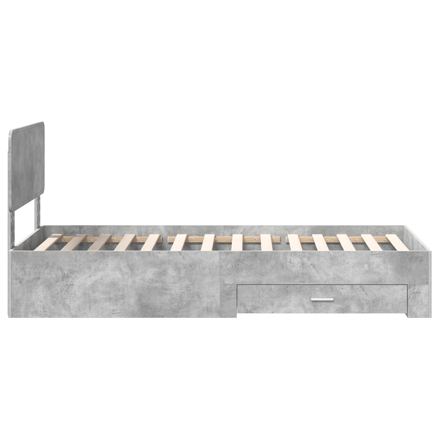 Sengestamme med hodegjerde Betonggrå 90 x 200 cm Konstruert tre