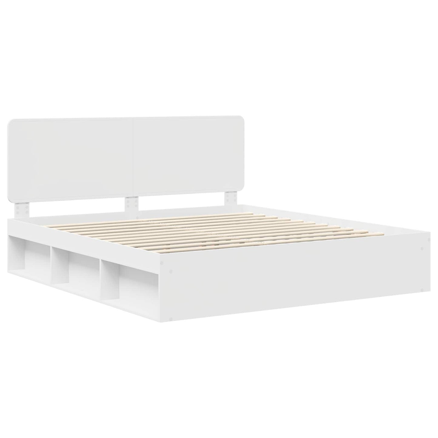 Sengestamme med hodegjerde Hvit 200 x 200 cm Massiv furu