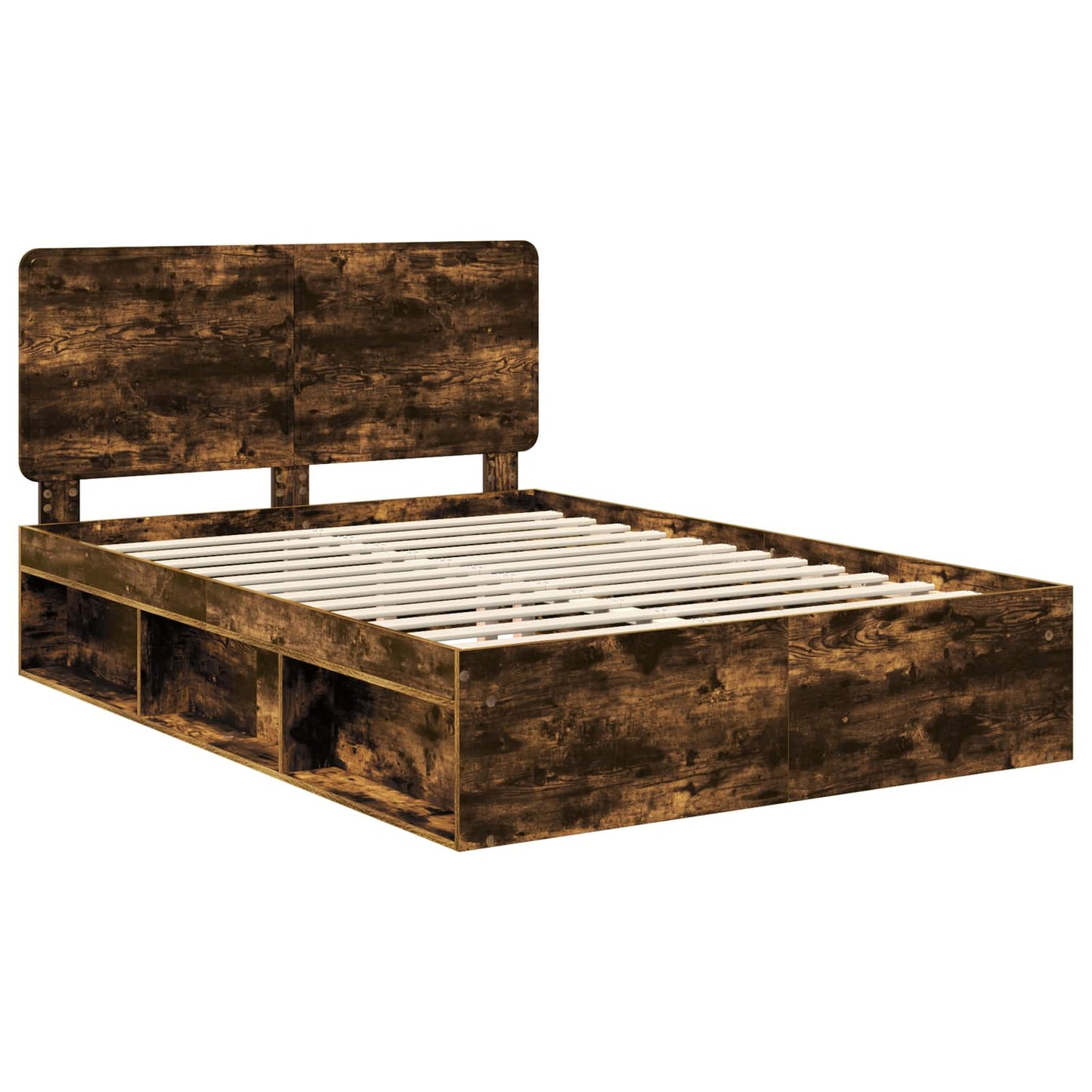 Sengestamme med hodegjerde Røkt eik 150 x 200 cm Massiv furu