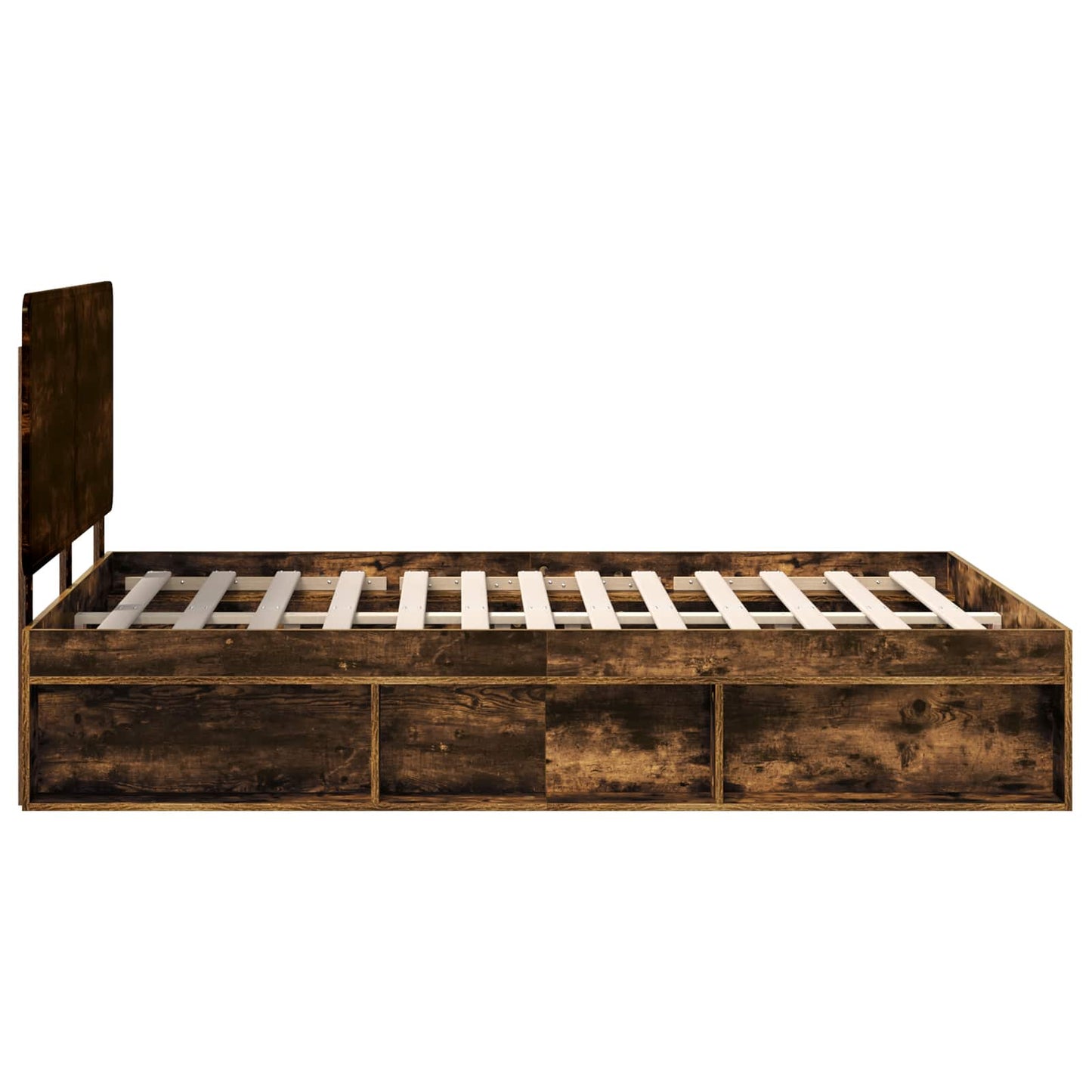 Sengestamme med hodegjerde Røkt eik 150 x 200 cm Massiv furu