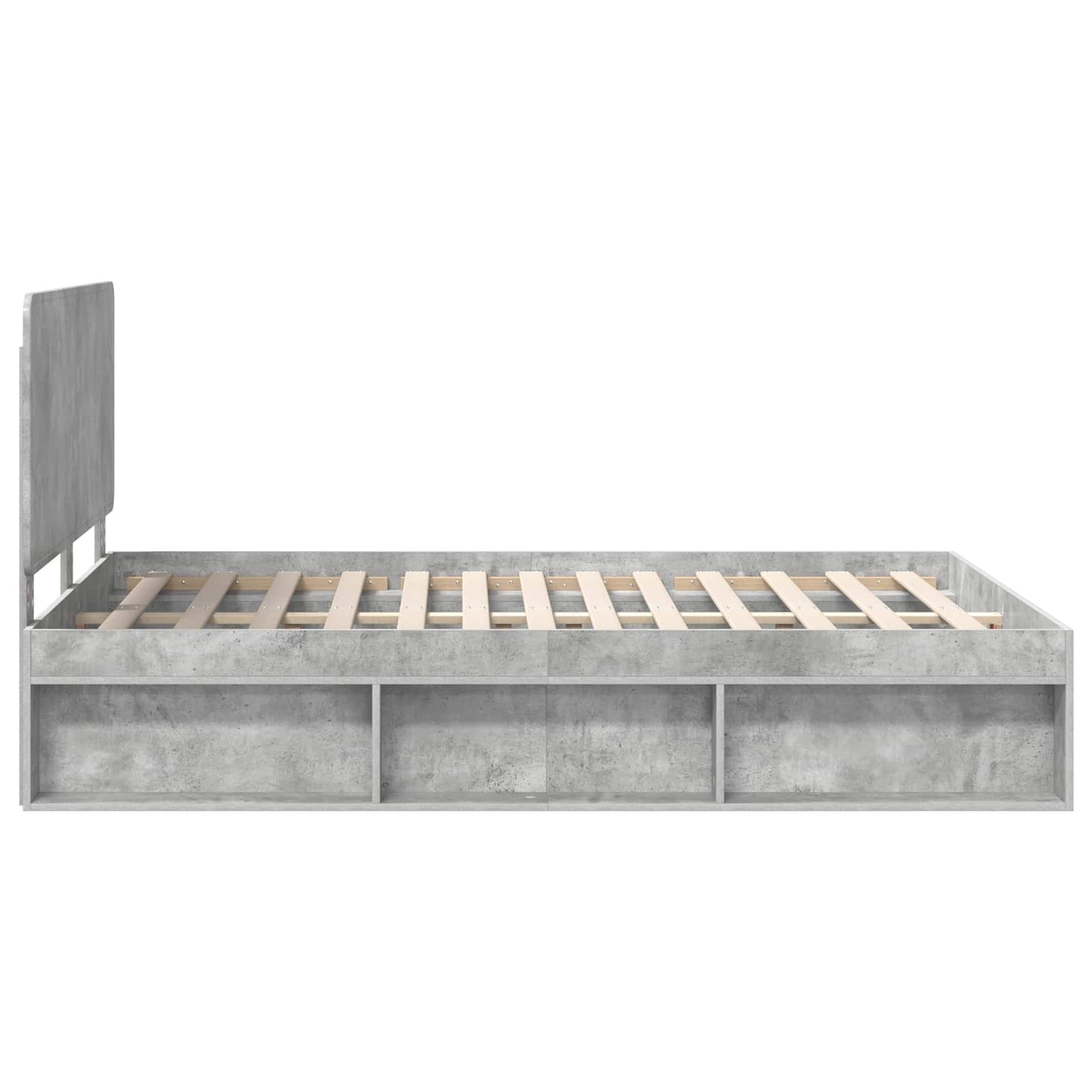 Sengestamme med hodegjerde Betong 140 x 200 cm Massiv furu
