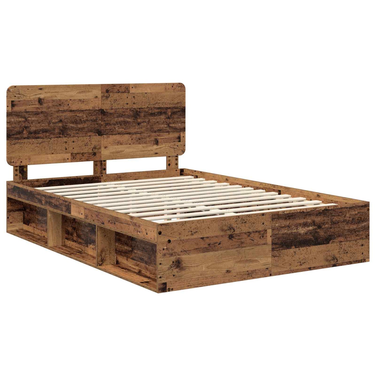 Sengestamme med hodegjerde Gammelt tre 140 x 190 cm Massiv furu