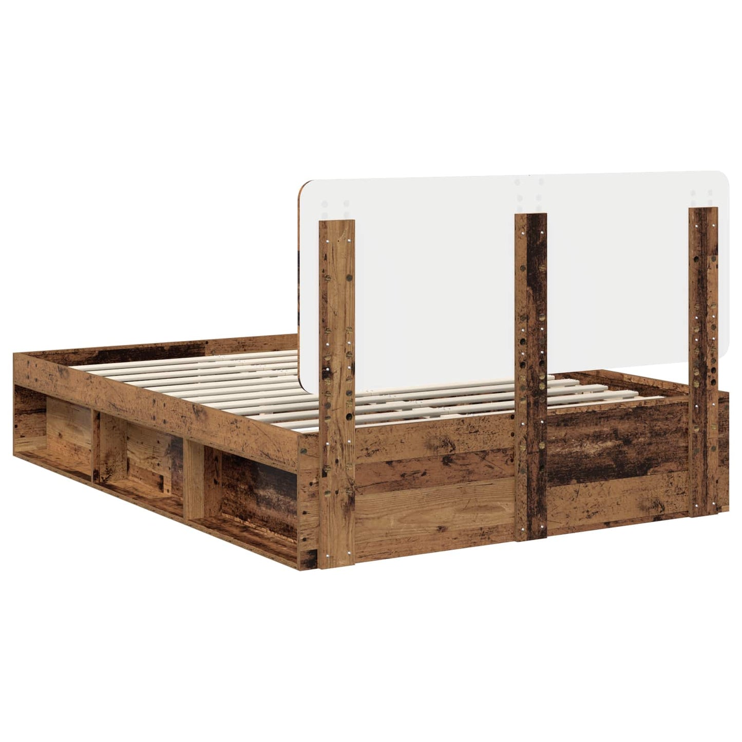 Sengestamme med hodegjerde Gammelt tre 140 x 190 cm Massiv furu