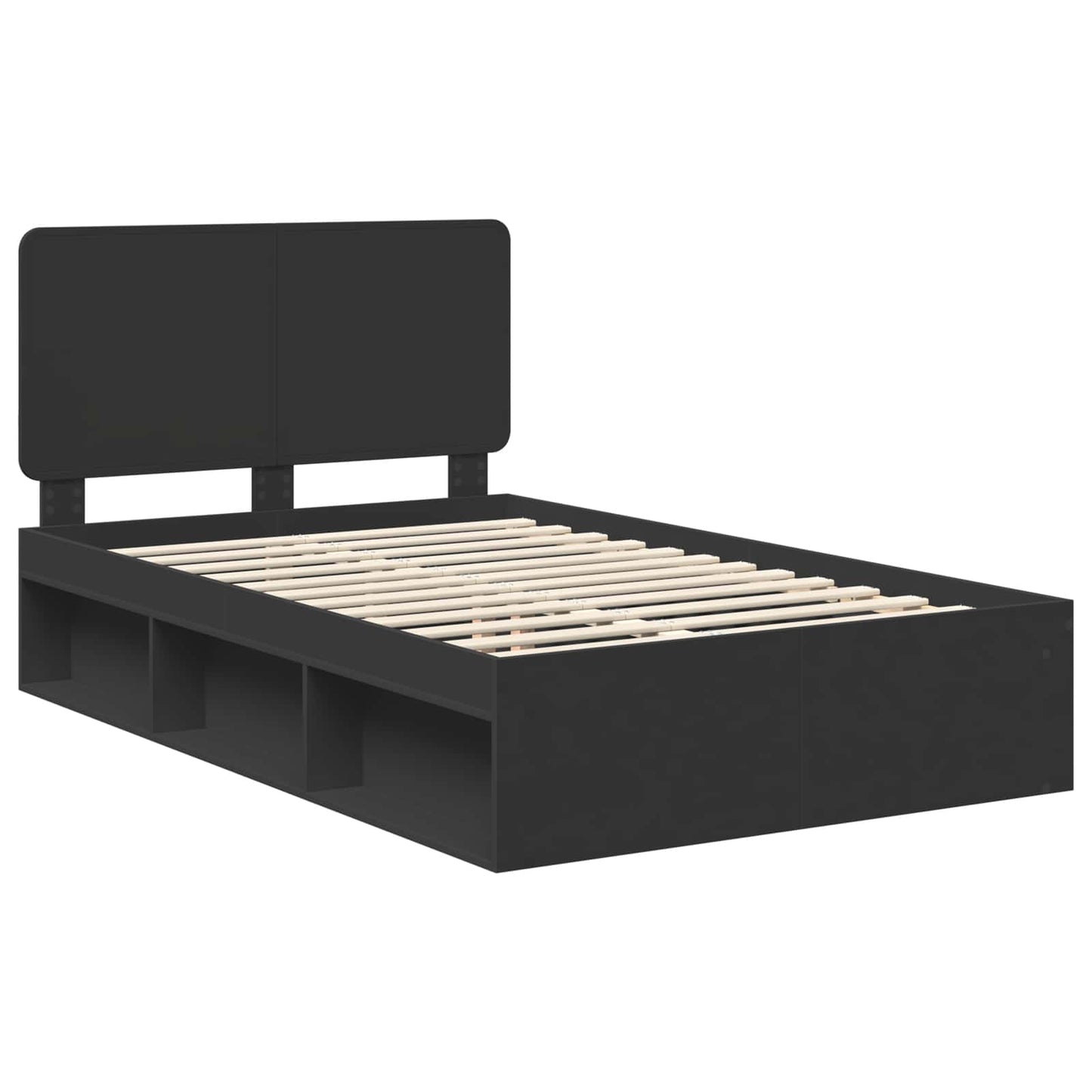 Sengestamme med hodegjerde Svart 135 x 190 cm Massiv furu