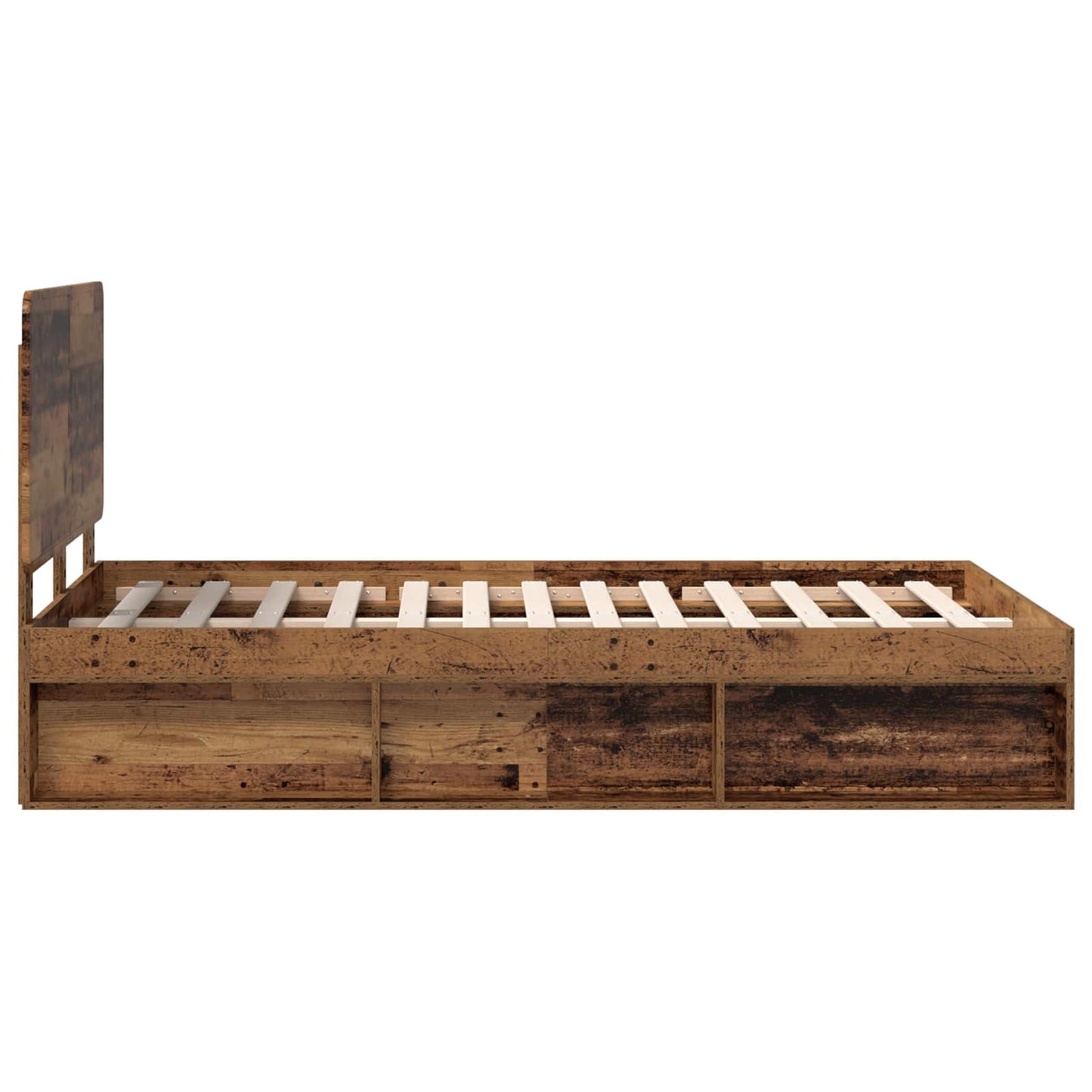 Sengestamme med hodegjerde Gammelt tre 135 x 190 cm Massiv furu