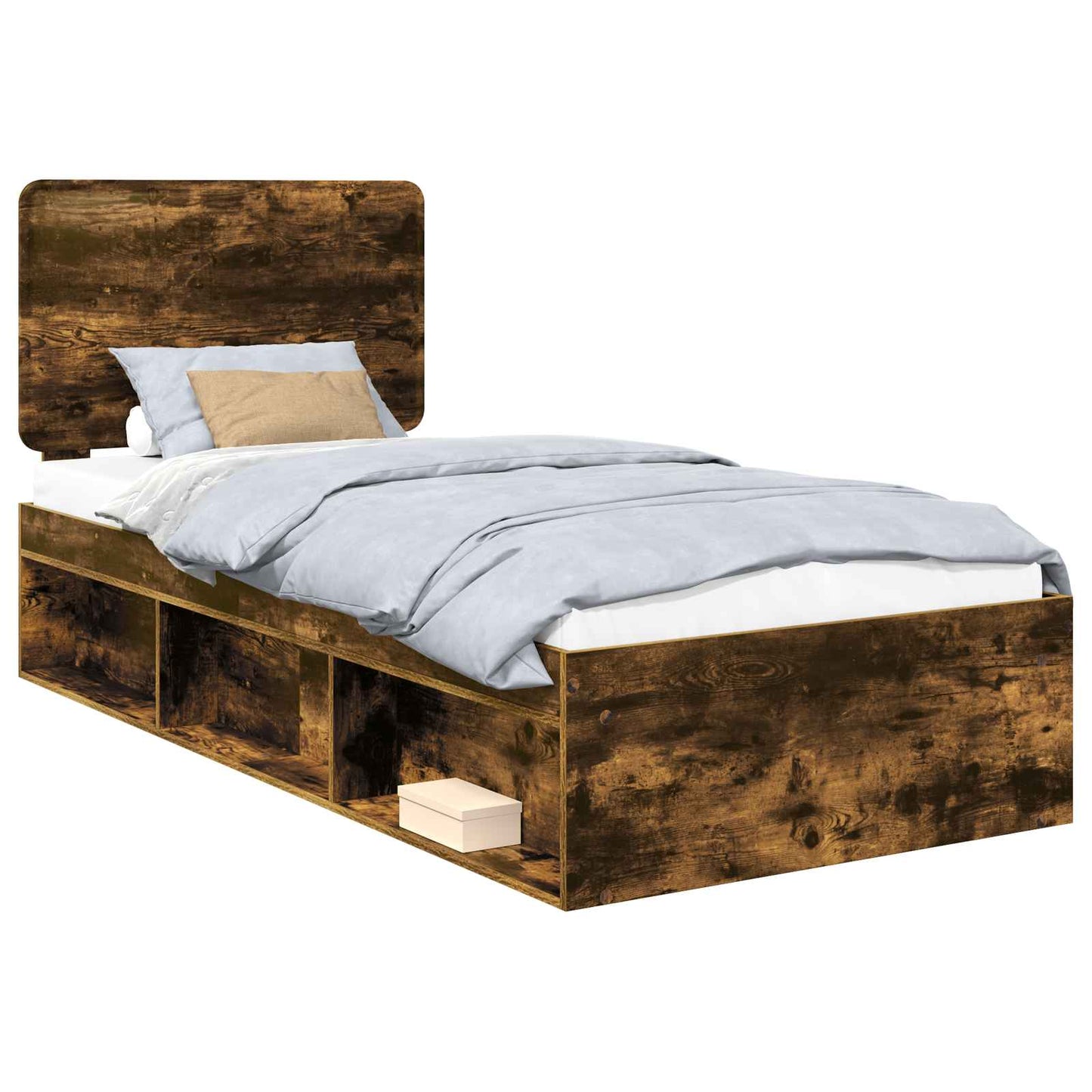 Sengestamme med hodegjerde Røkt eik 100 x 200 cm Massiv furu