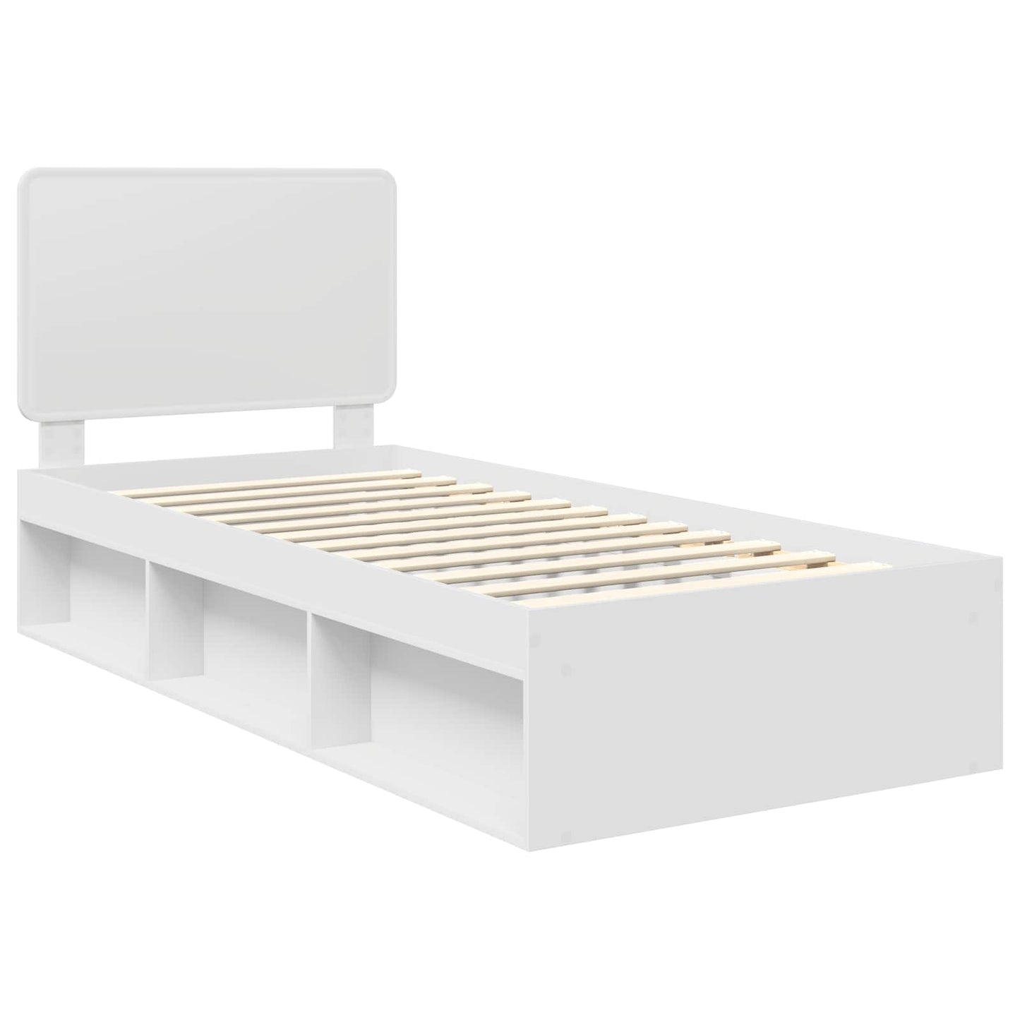 Sengestamme med hodegjerde Hvit 90 x 200 cm Massiv furu