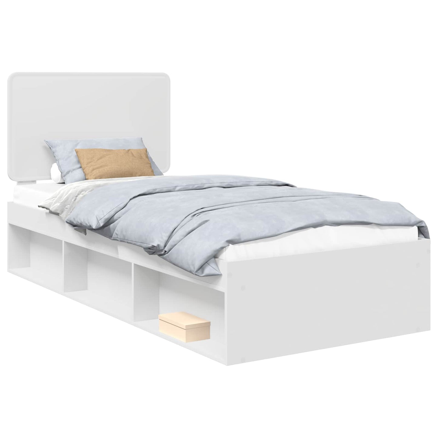 Sengestamme med hodegjerde Hvit 90 x 190 cm Massiv furu
