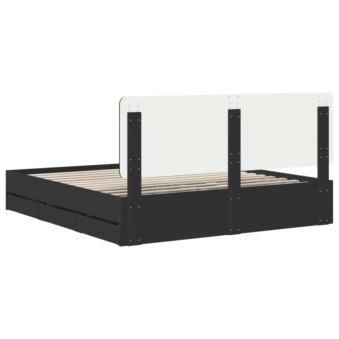 Sengestamme med skuff Svart 200 x 200 cm Ingeniørtre
