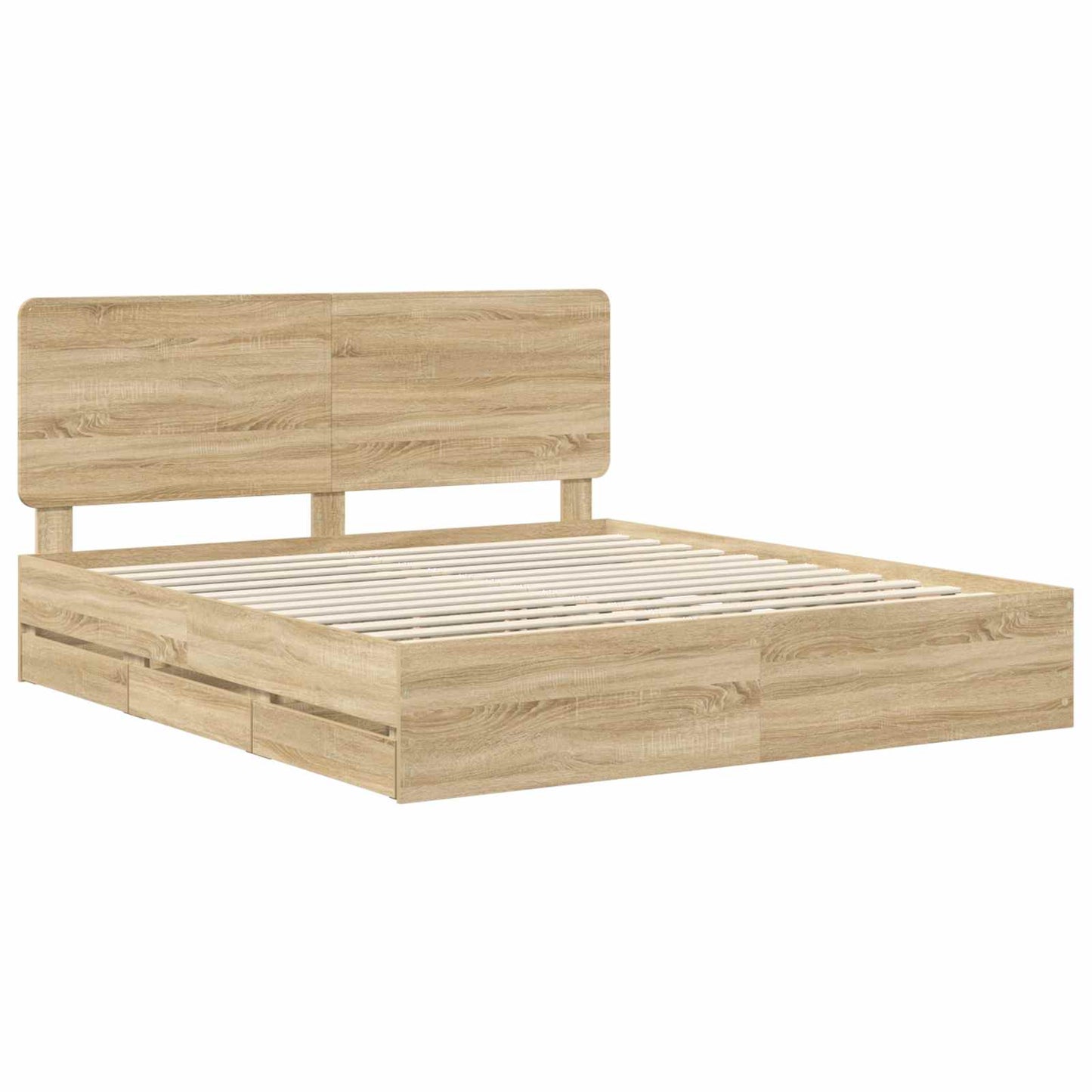 Sengestamme med skuff Sonoma eik 200 x 200 cm Ingeniørtre