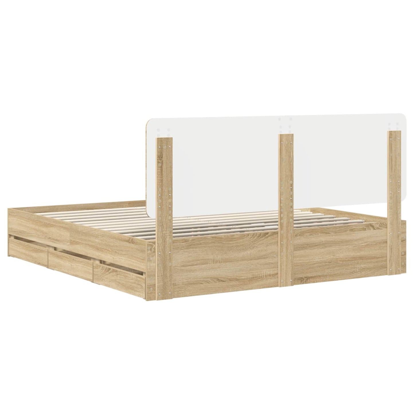 Sengestamme med skuff Sonoma eik 200 x 200 cm Ingeniørtre