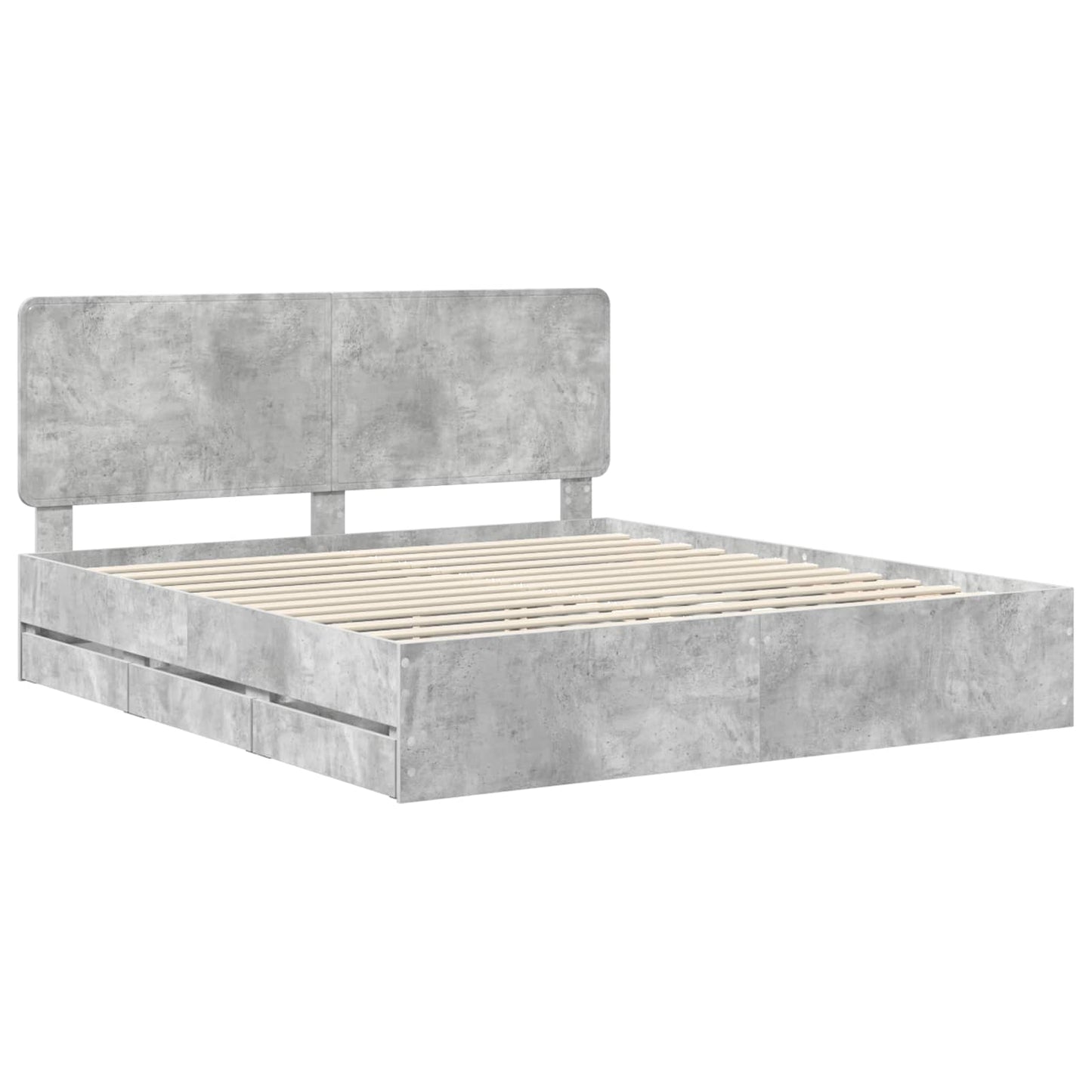 Sengestamme med skuff Betonggrå 200 x 200 cm Ingeniørtre