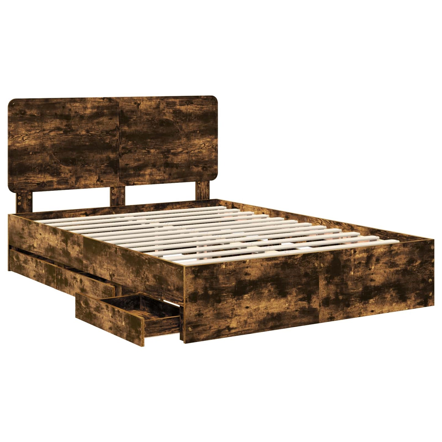 Sengestamme med skuff Røkt eik 140 x 200 cm Ingeniørtre