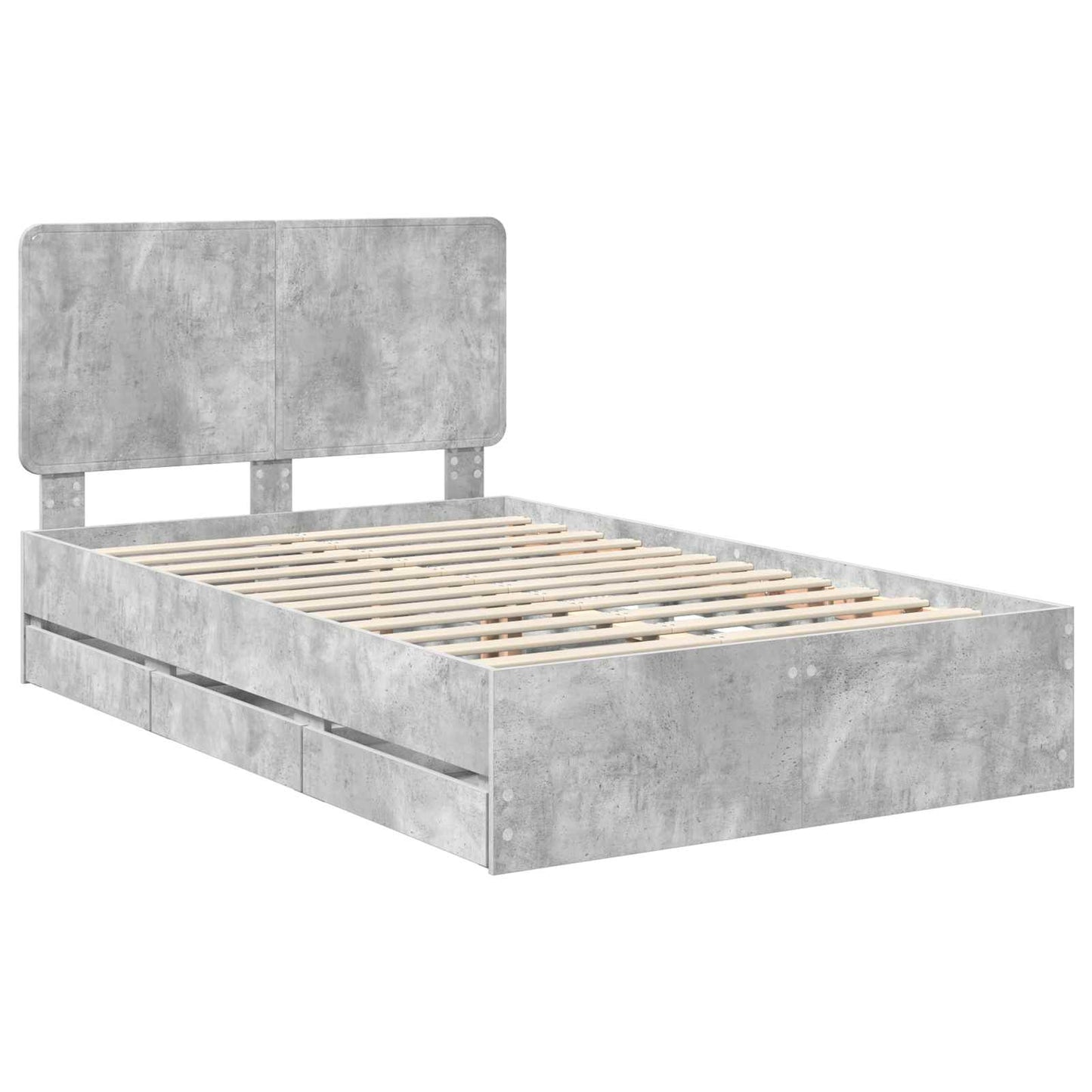 Sengestamme med skuff Betonggrå 135 x 190 cm Ingeniørtre