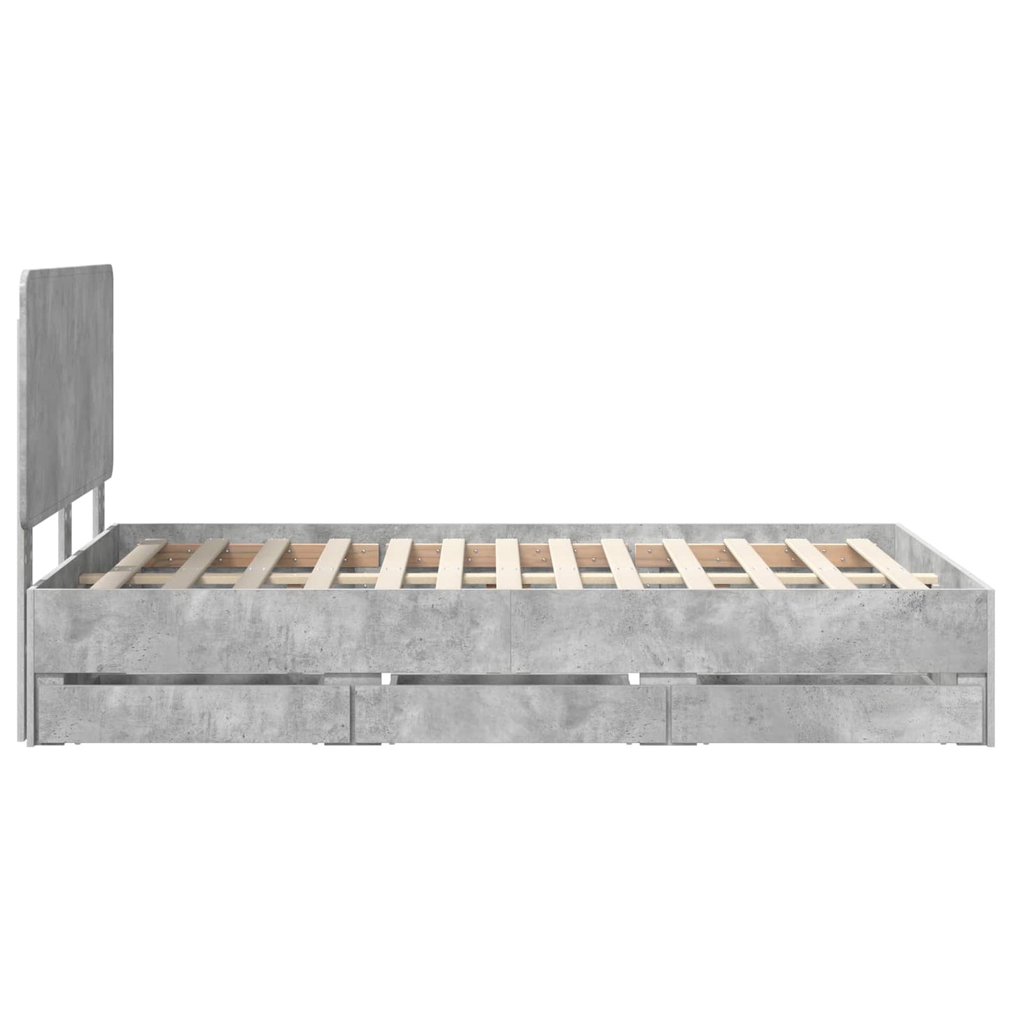 Sengestamme med skuff Betonggrå 135 x 190 cm Ingeniørtre