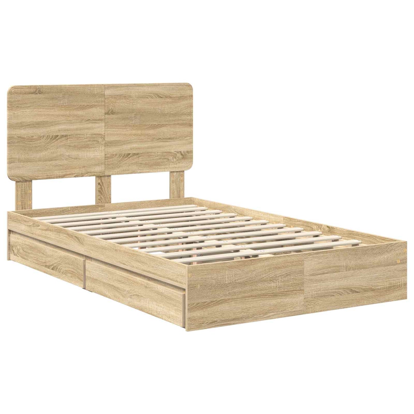 Seng med Oppbevaring Sonoma eik 135 x 190 cm Konstruert tre