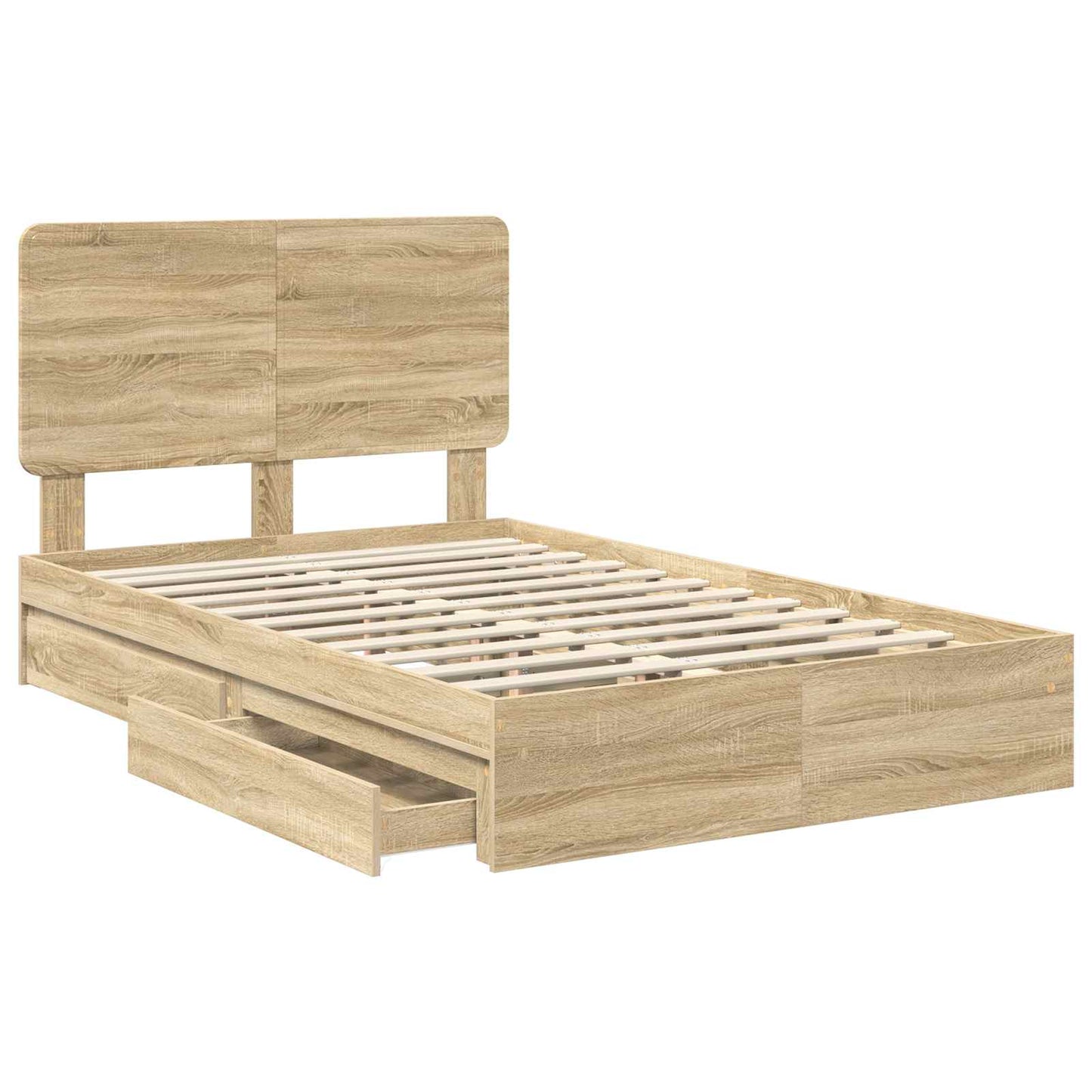 Seng med Oppbevaring Sonoma eik 135 x 190 cm Konstruert tre