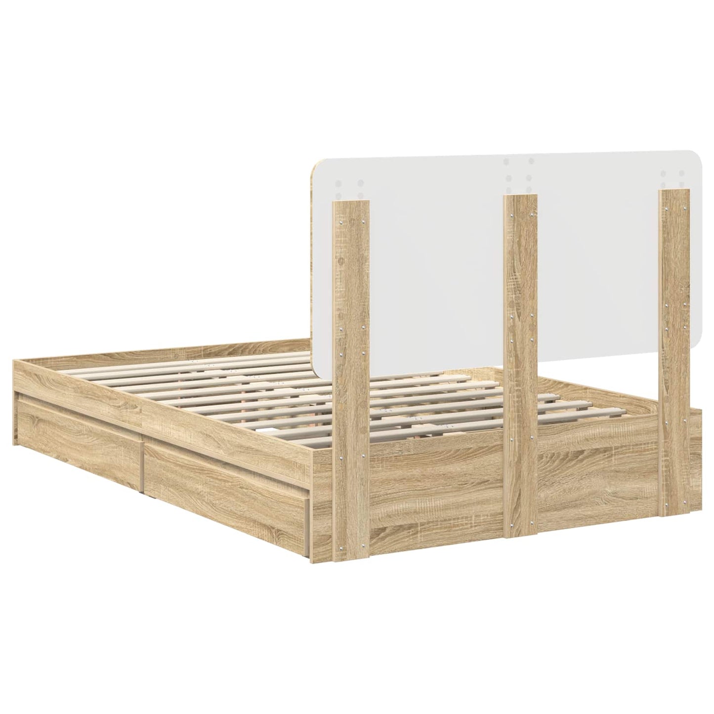 Seng med Oppbevaring Sonoma eik 135 x 190 cm Konstruert tre