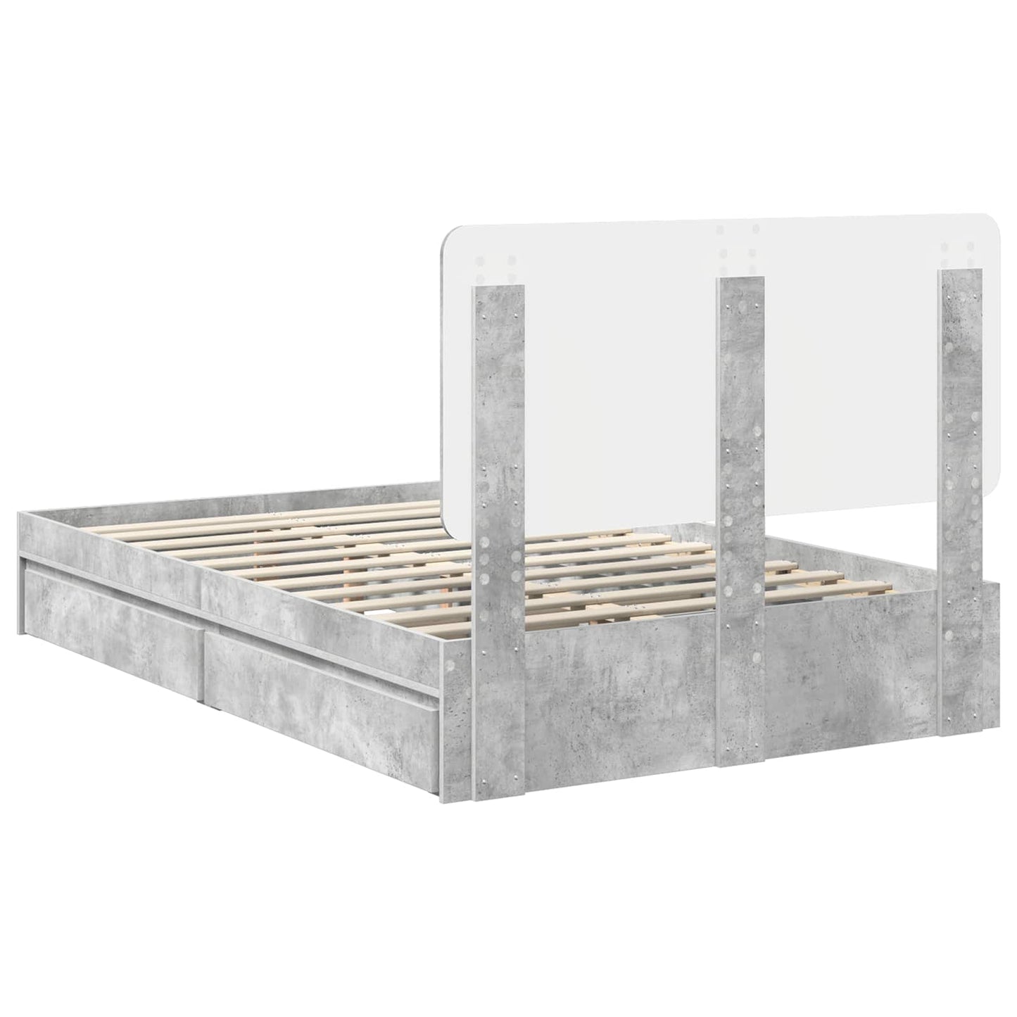 Seng med Oppbevaring Betonggrå 135 x 190 cm Konstruert tre