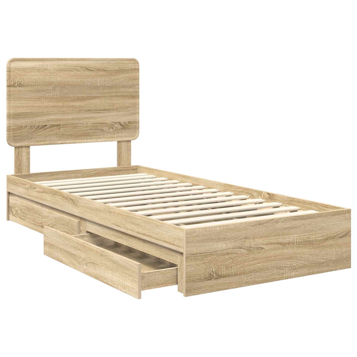 Seng med Oppbevaring Sonoma eik 90 x 190 cm Konstruert tre