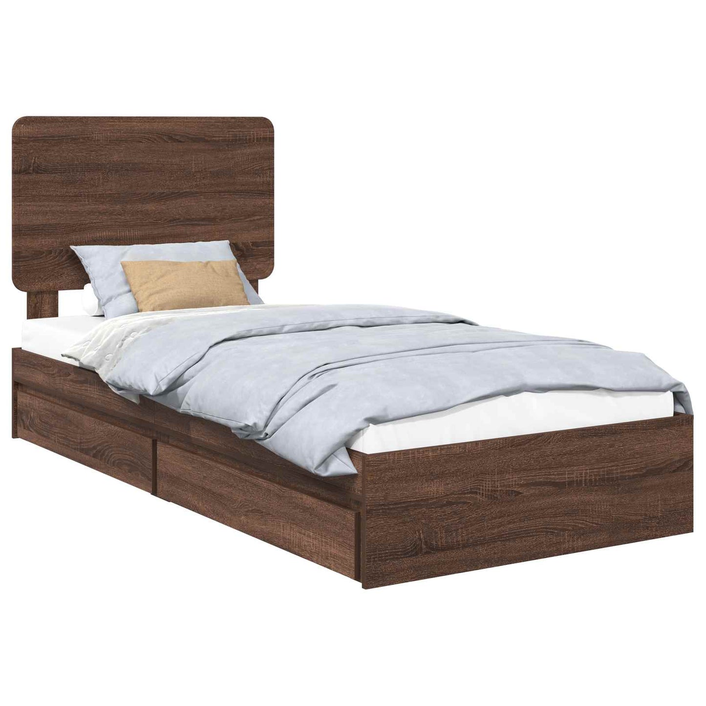 Seng med Oppbevaring Brun Eik 75 x 190 cm Konstruert tre