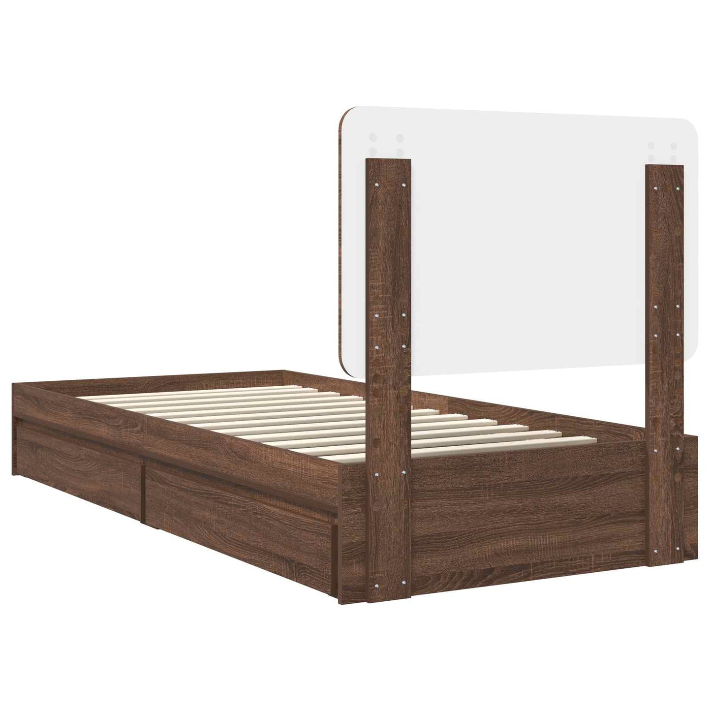 Seng med Oppbevaring Brun Eik 75 x 190 cm Konstruert tre