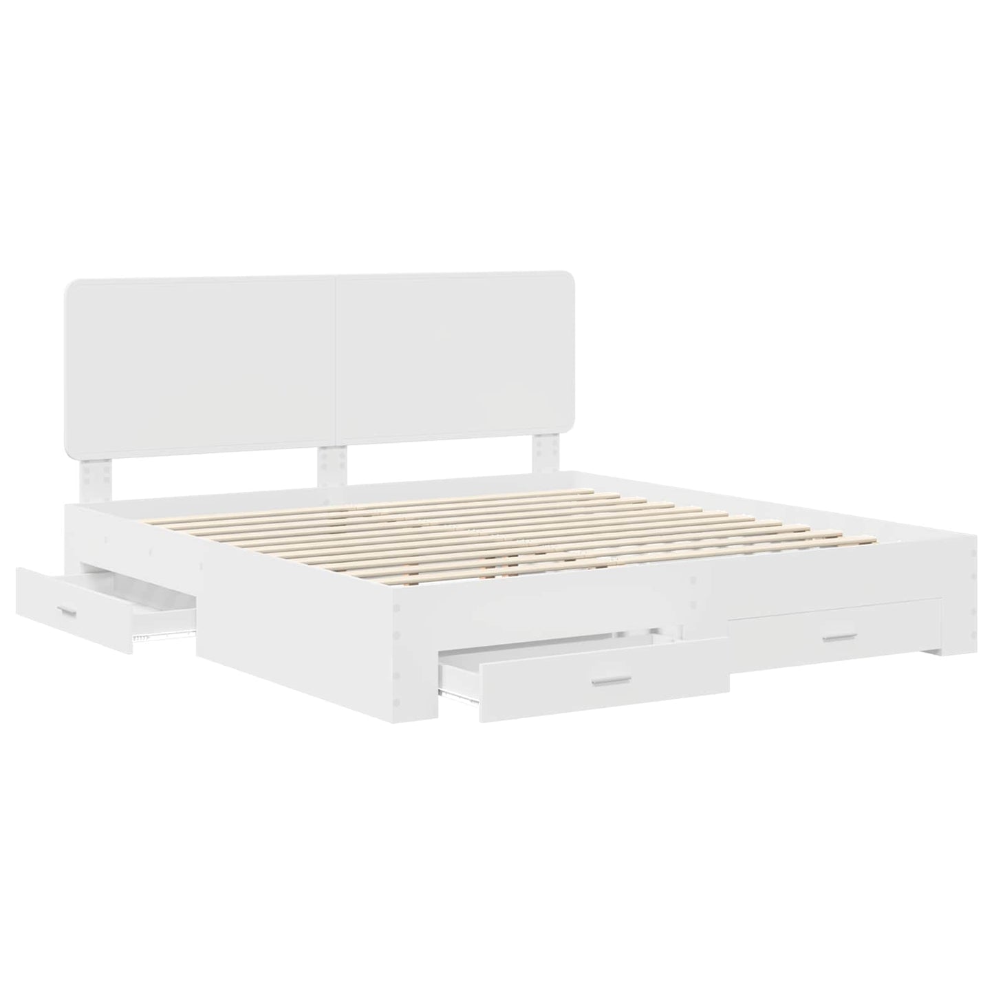 Sengestamme med hodegjerde Hvit 180 x 200 cm Konstruert tre