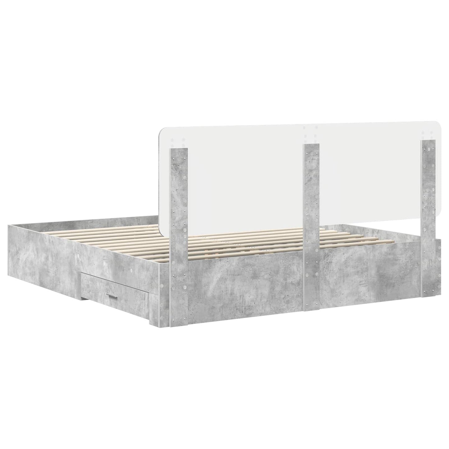 Sengestamme med skuff Betonggrå 180 x 200 cm Konstruert tre