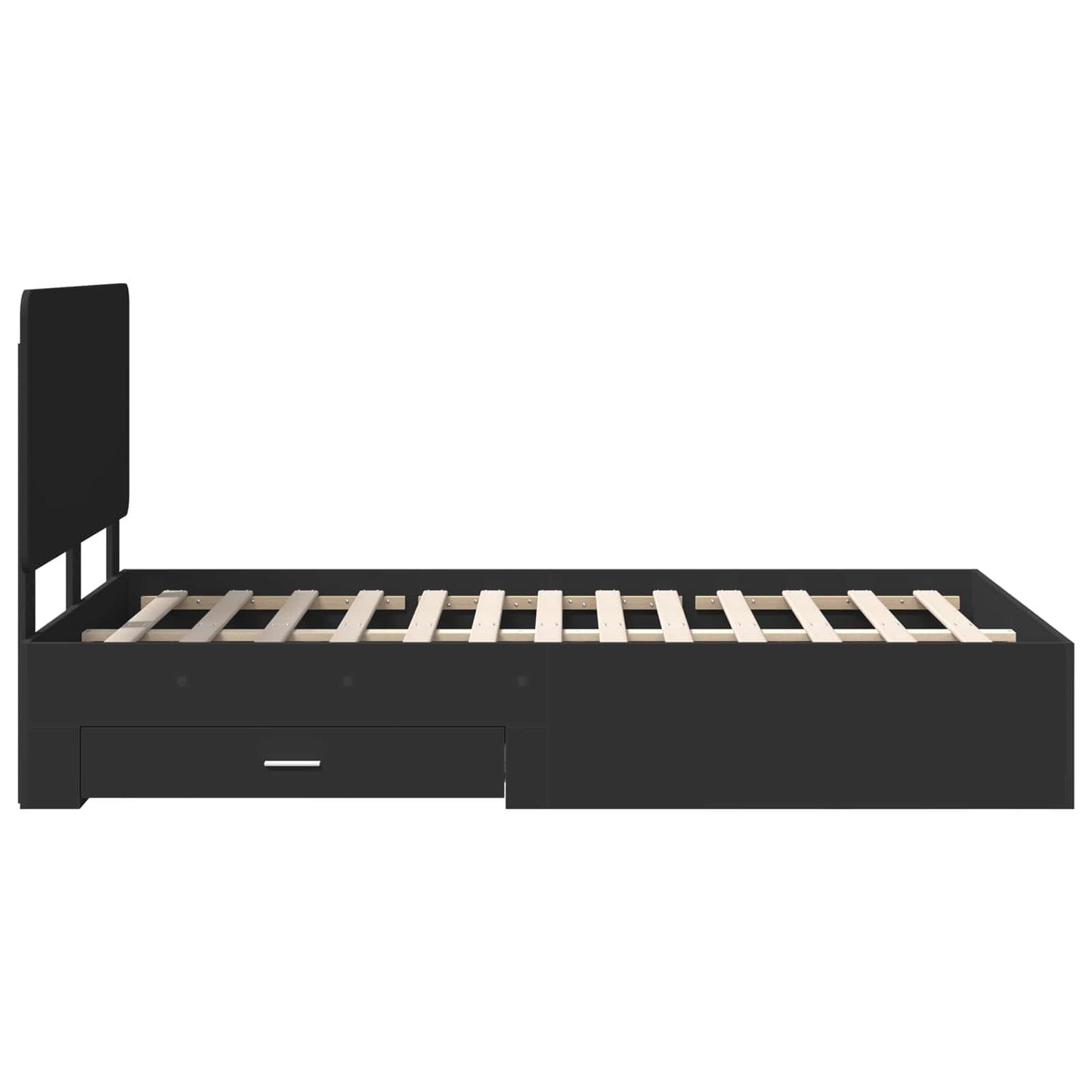 Sengestamme med hodegjerde Svart 135 x 190 cm Konstruert tre