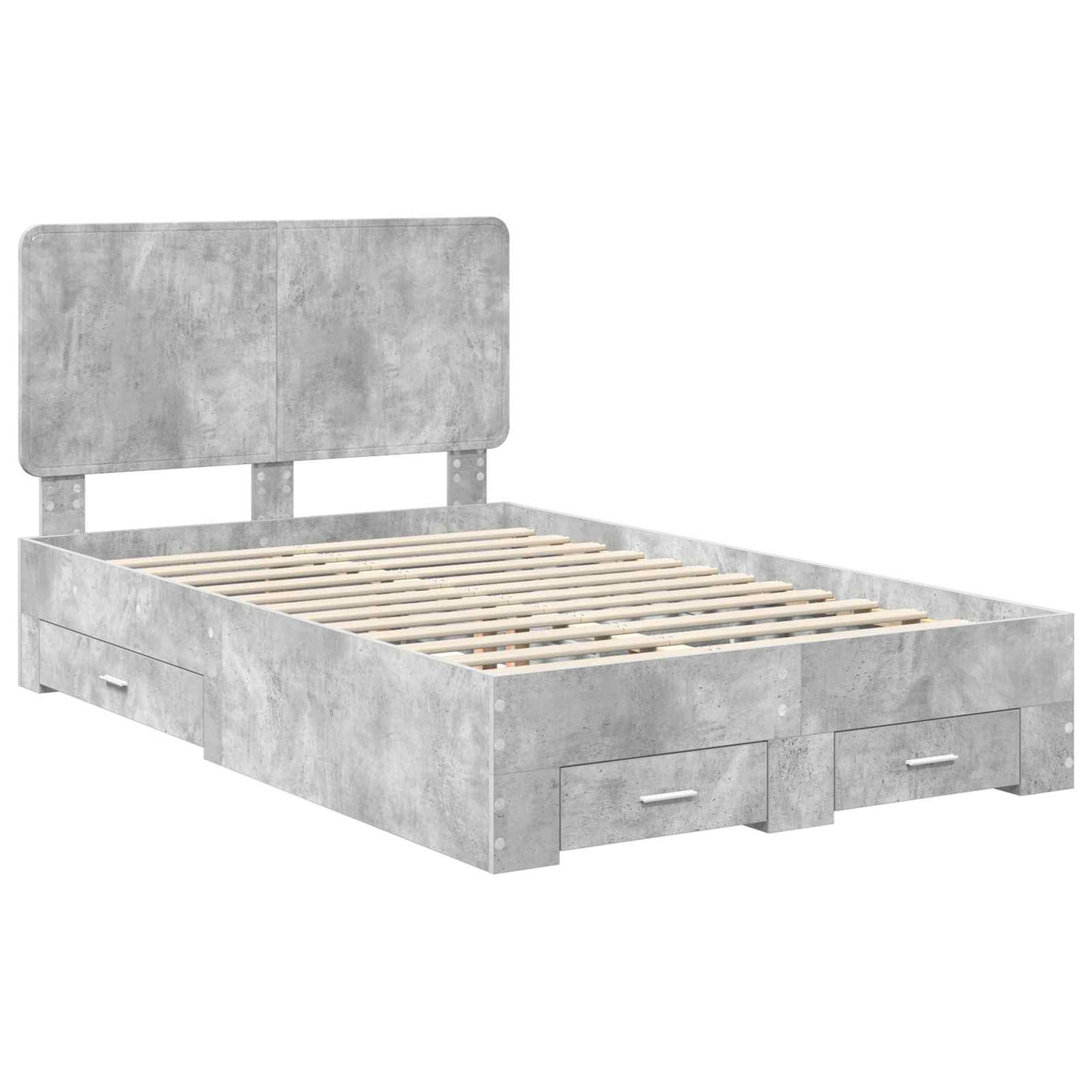 Sengestamme med skuff Betonggrå 135 x 190 cm Konstruert tre