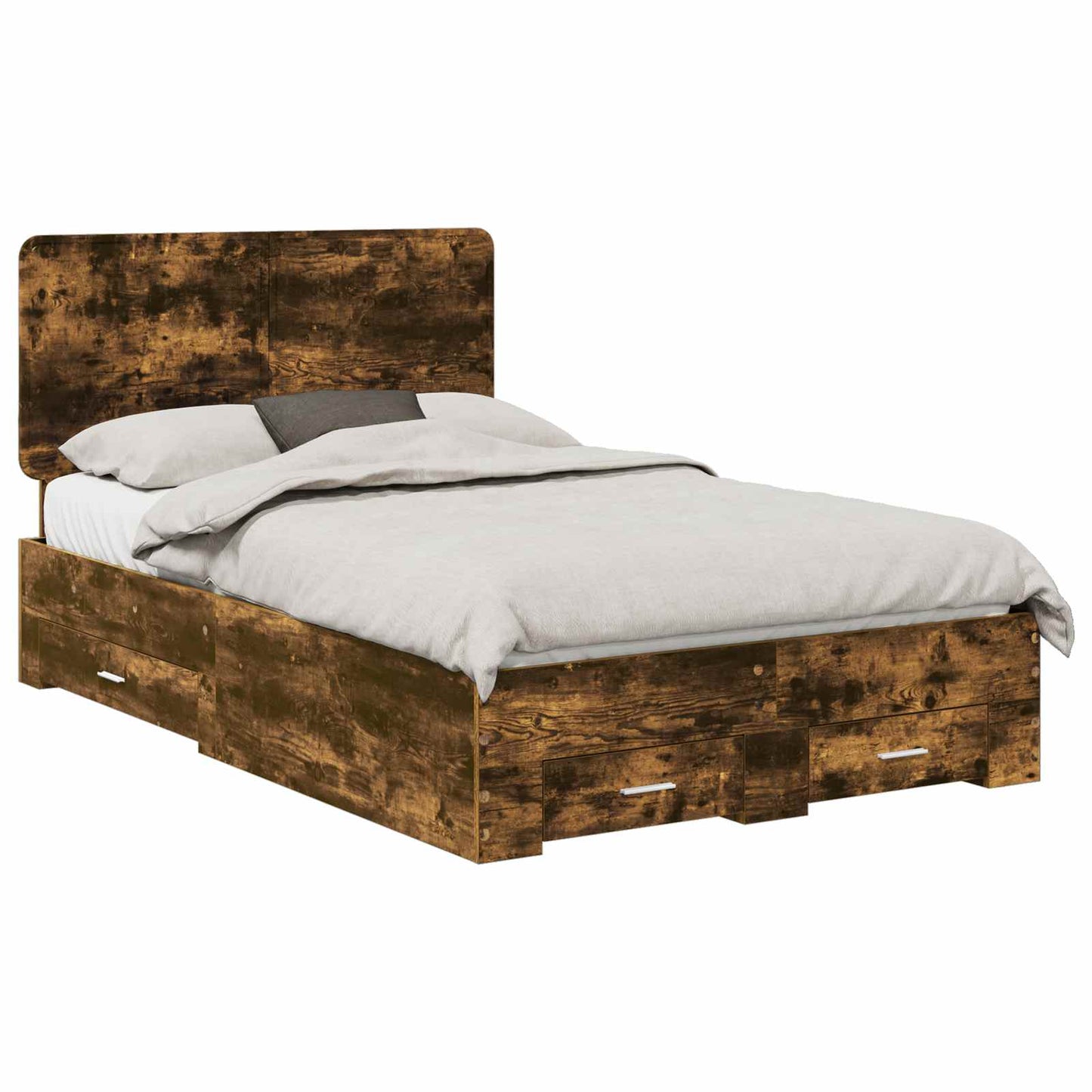 Sengestamme med hodegjerde Røkt eik 135 x 190 cm Konstruert tre