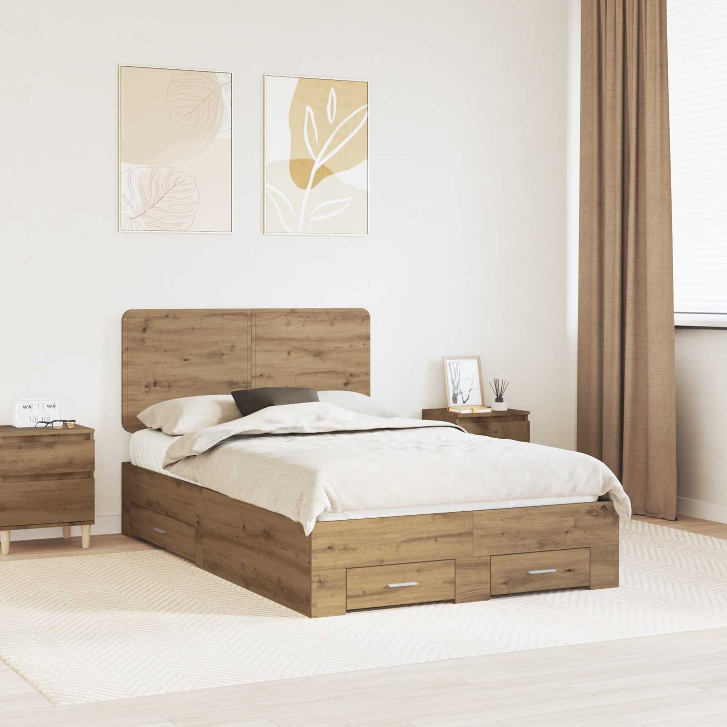 Sengestamme med skuff Artisan Eik 120 x 190 cm Konstruert tre
