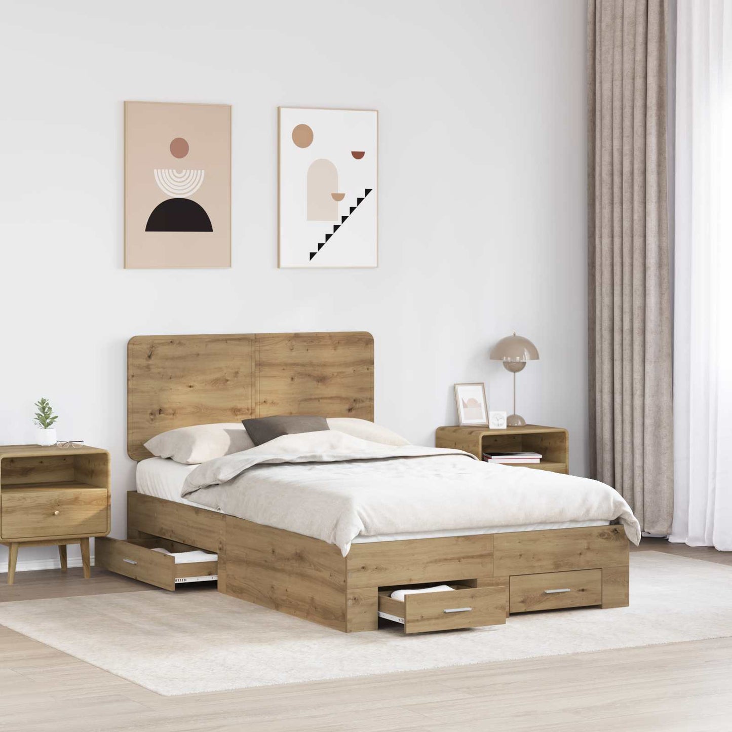 Sengestamme med skuff Artisan Eik 120 x 190 cm Konstruert tre
