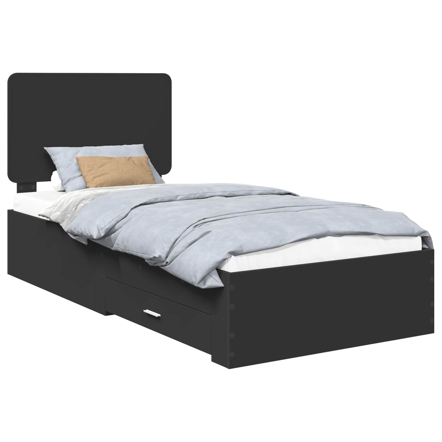 Sengestamme med hodegjerde Svart 100 x 200 cm Konstruert tre