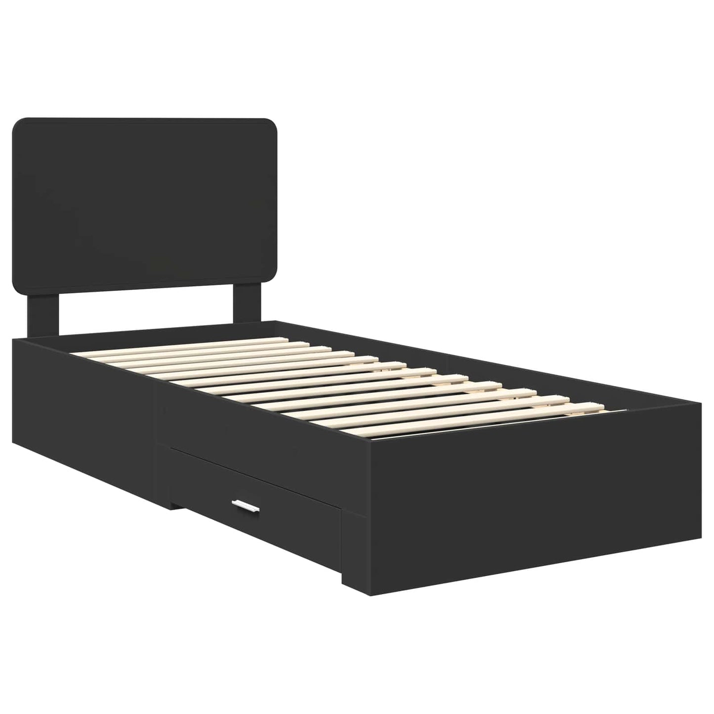 Sengestamme med hodegjerde Svart 100 x 200 cm Konstruert tre