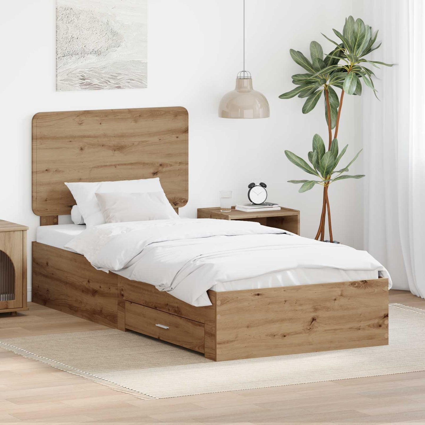 Sengestamme med skuff Artisan Eik 100 x 200 cm Konstruert tre