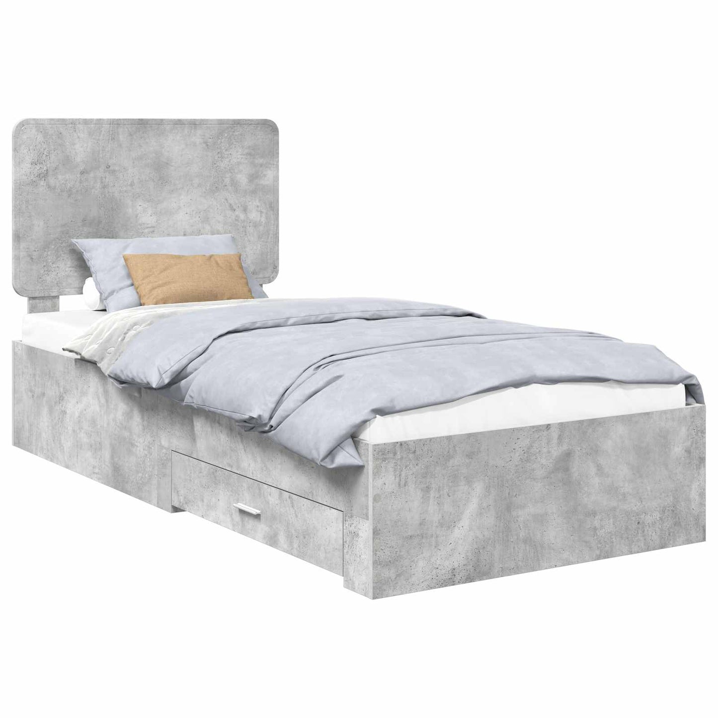 Sengestamme med hodegjerde Betonggrå 90 x 200 cm Konstruert tre