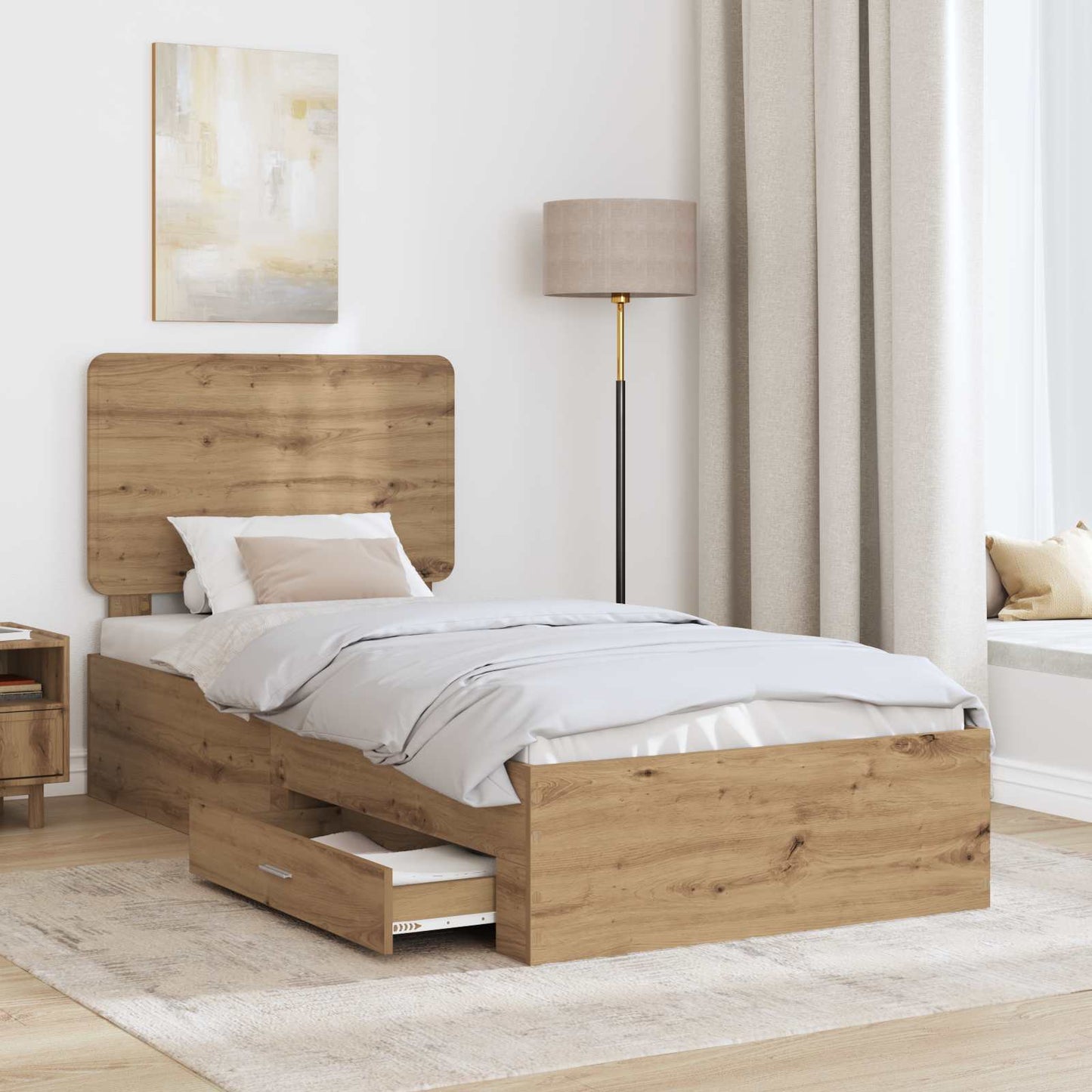 Sengestamme med skuff Artisan Eik 90 x 190 cm Konstruert tre