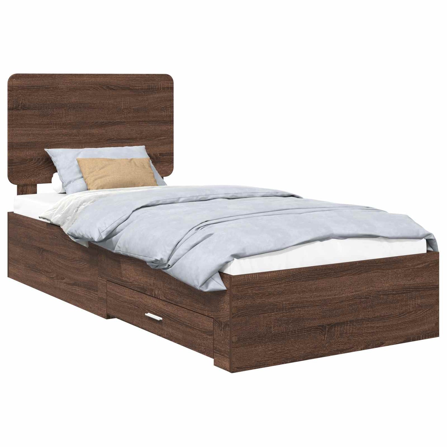 Sengestamme med hodegjerde Brun Eik 75 x 190 cm Konstruert tre