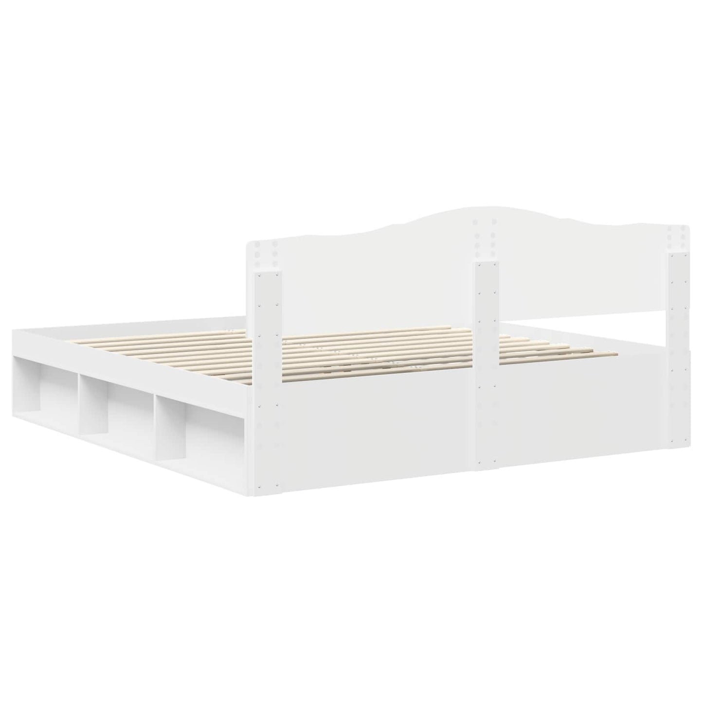 Sengestamme med hodegjerde Hvit 200 x 200 cm Massiv furu