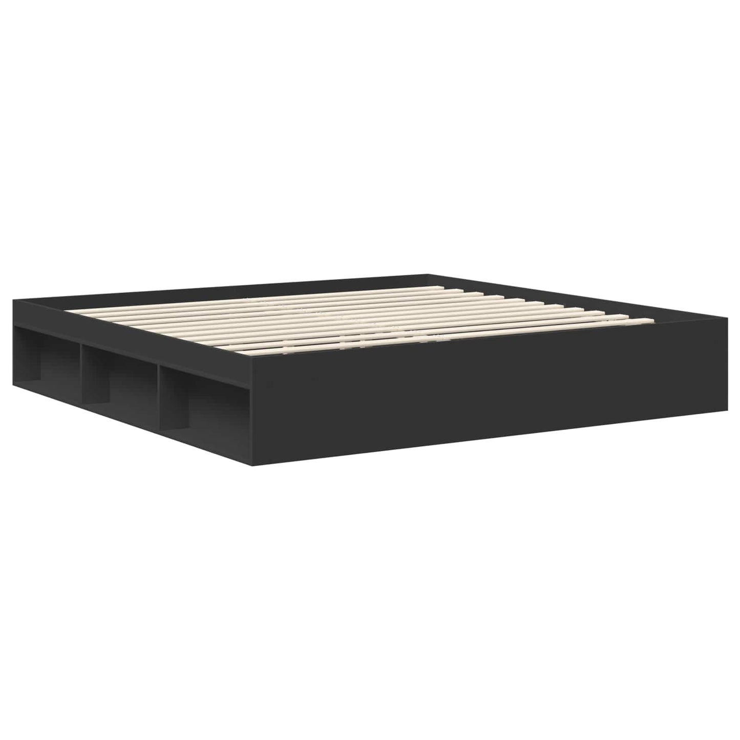 Sengestamme med hodegjerde Svart 200 x 200 cm Massiv furu