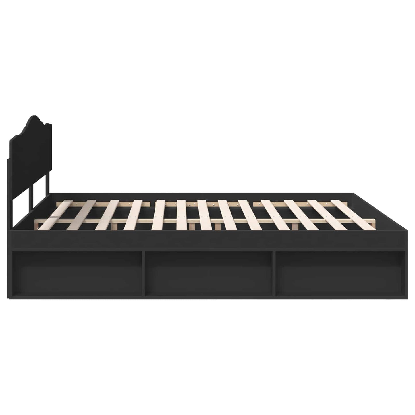 Sengestamme med hodegjerde Svart 200 x 200 cm Massiv furu