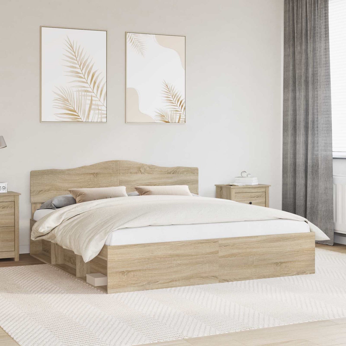 Sengestamme med hodegjerde Sonoma 200 x 200 cm Massiv furu