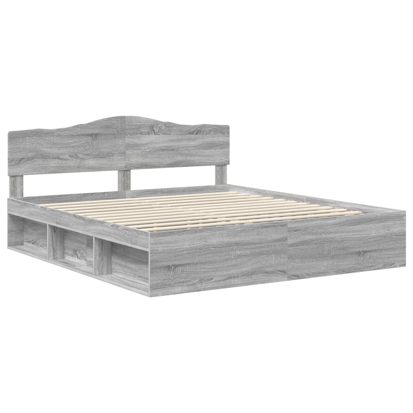 Sengestamme med hodegjerde Grå Sonoma 200 x 200 cm Massiv furu