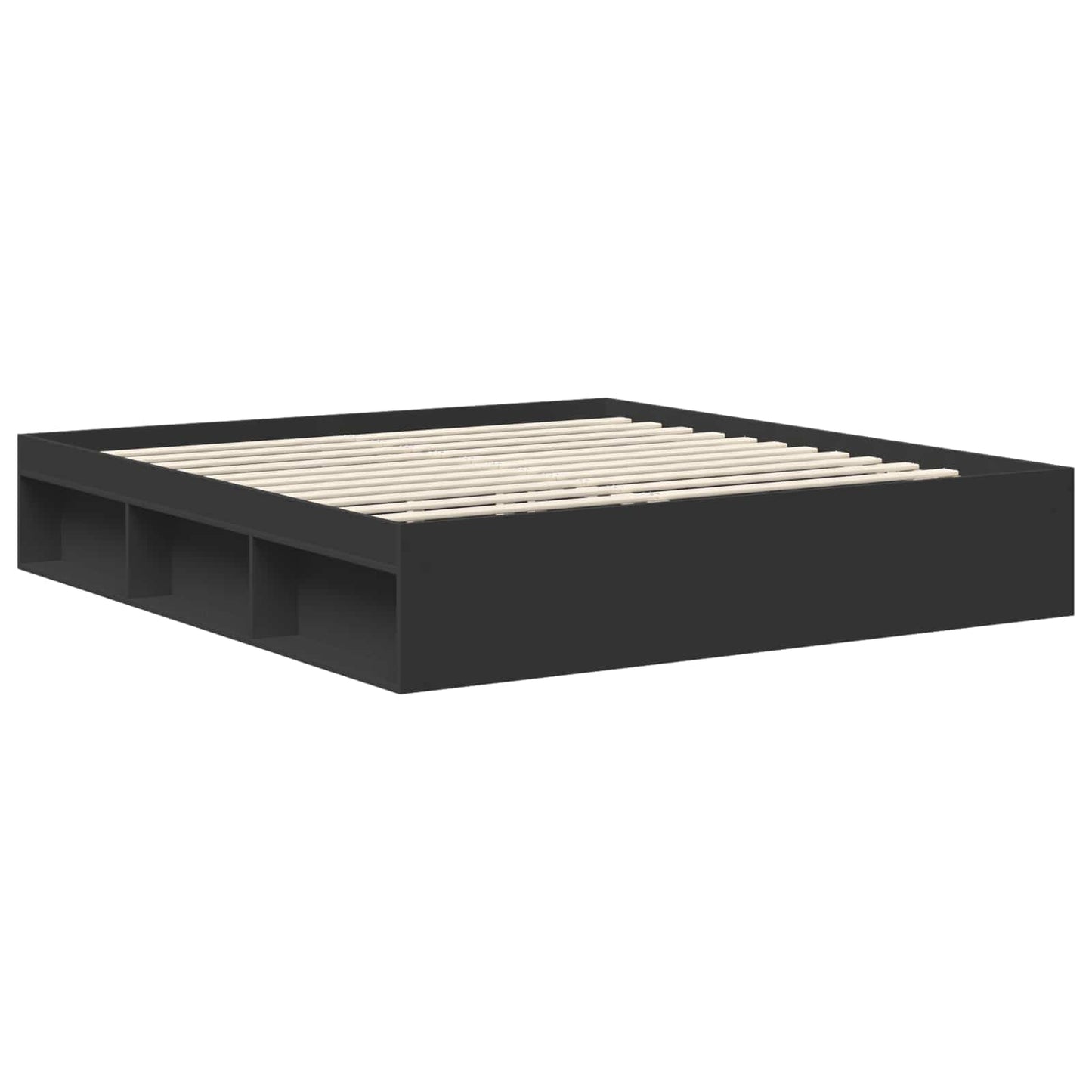 Sengestamme med hodegjerde Svart 180 x 200 cm Massiv furu
